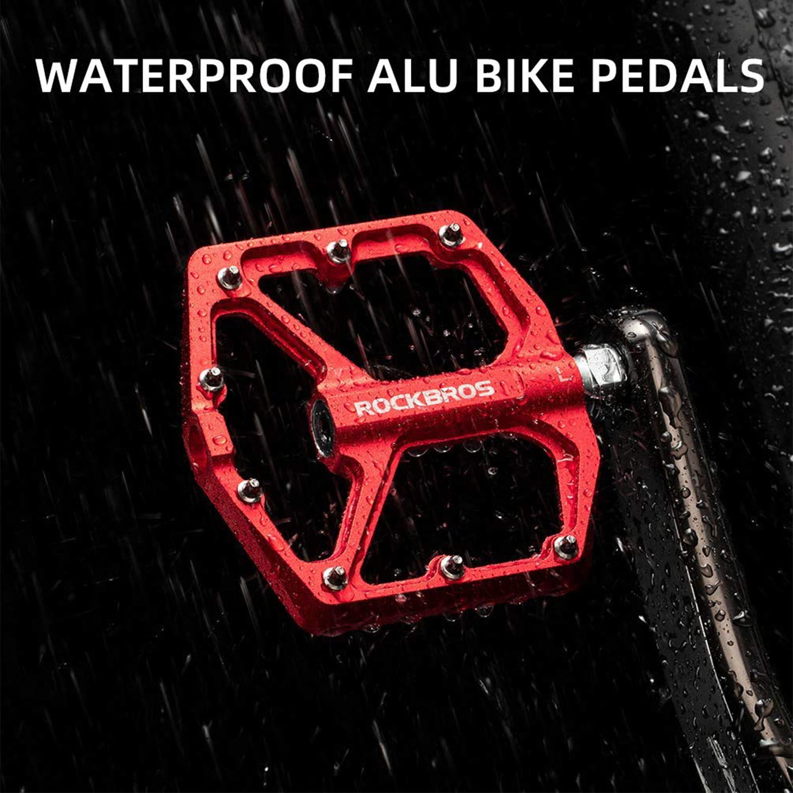 ROCKBROS Bike Pedals Ultra Lightweight Flat Pedals 9/16 Inch (Pair) #Color_Red