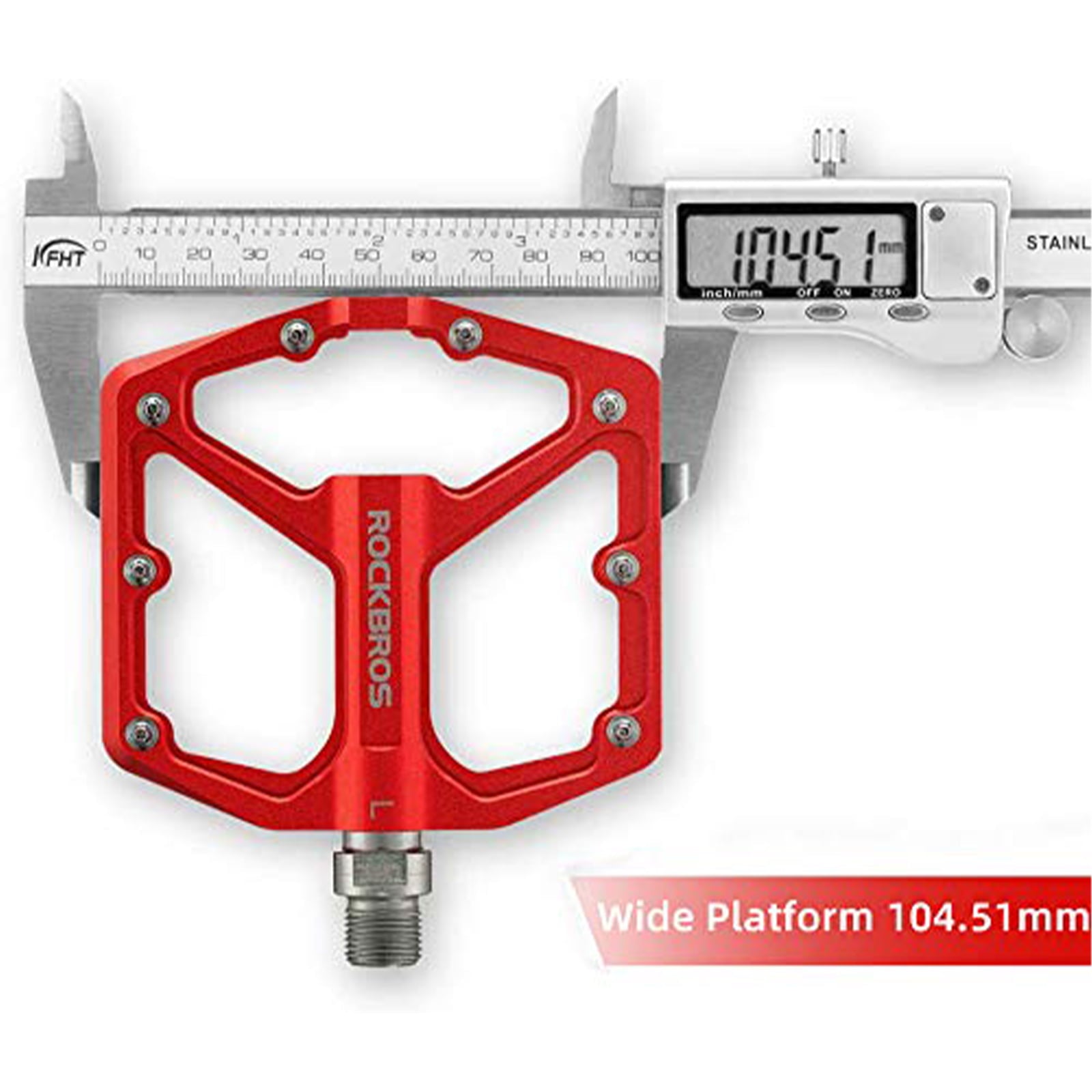 ROCKBROS Bike Pedals Ultra Lightweight Flat Pedals 9/16 Inch (Pair) #Color_Red