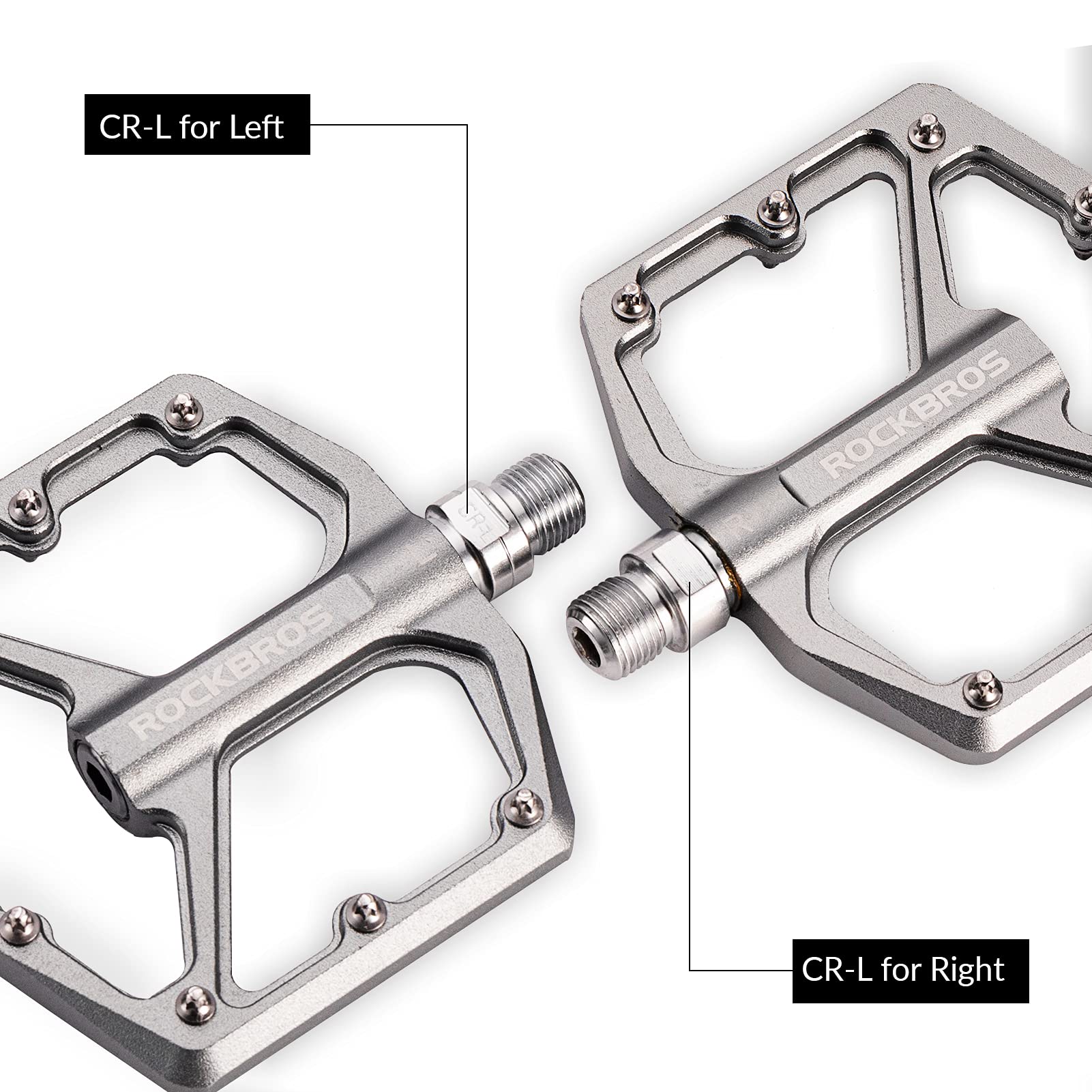 ROCKBROS Bike Pedals Ultra Lightweight Flat Pedals 9/16 Inch (Pair) #Color_Titanium