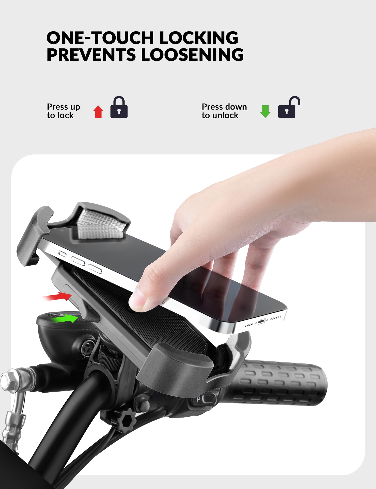 ROCKBROS Bike Phone Mount 360°Rotatable Phone Mount for Bicycle Motorcycle #Style_Black (handlebar)