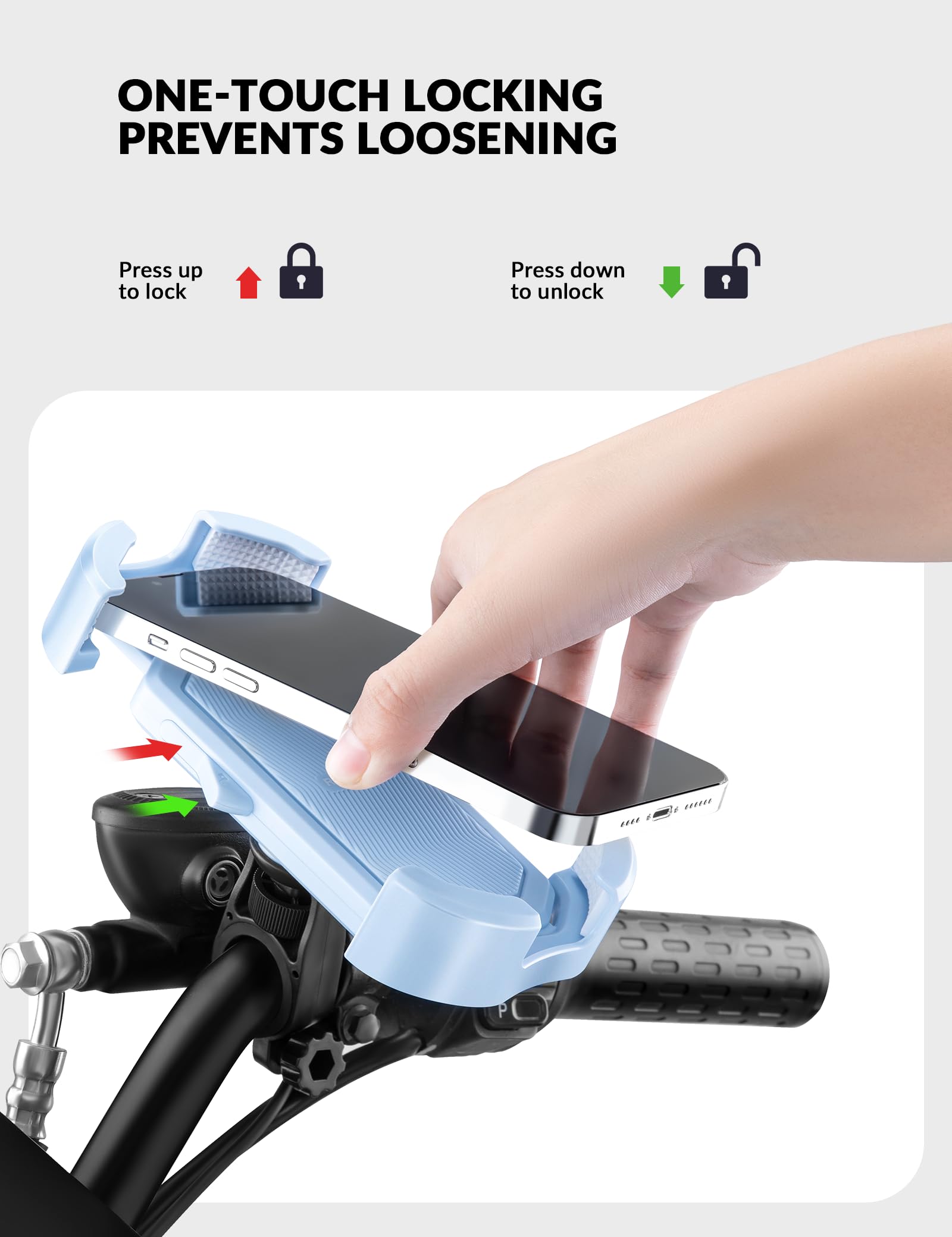 ROCKBROS Bike Phone Mount 360°Rotatable Phone Mount for Bicycle Motorcycle #Style_Blue (handlebar)
