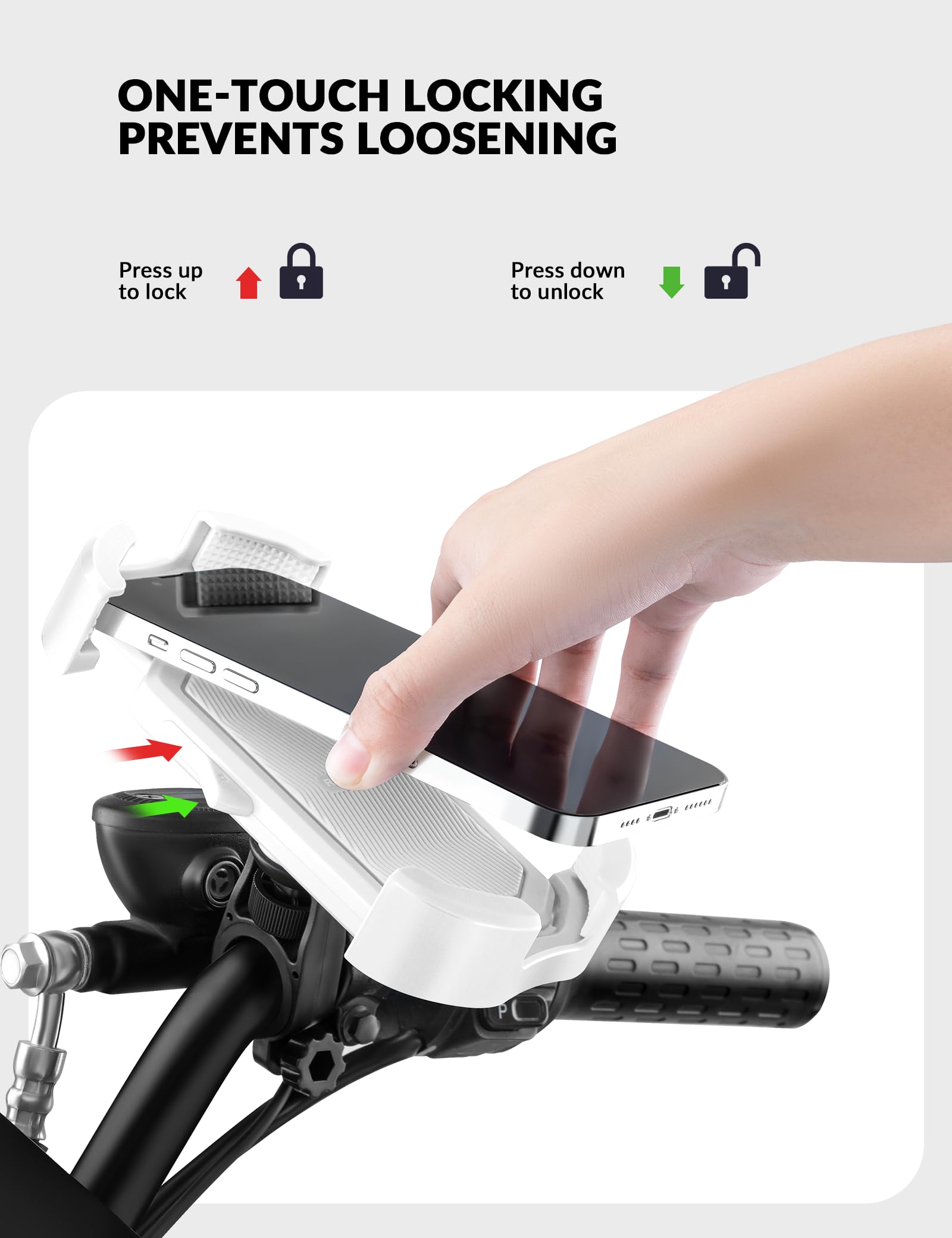 ROCKBROS Bike Phone Mount 360°Rotatable Phone Mount for Bicycle Motorcycle #Style_White (handlebar)