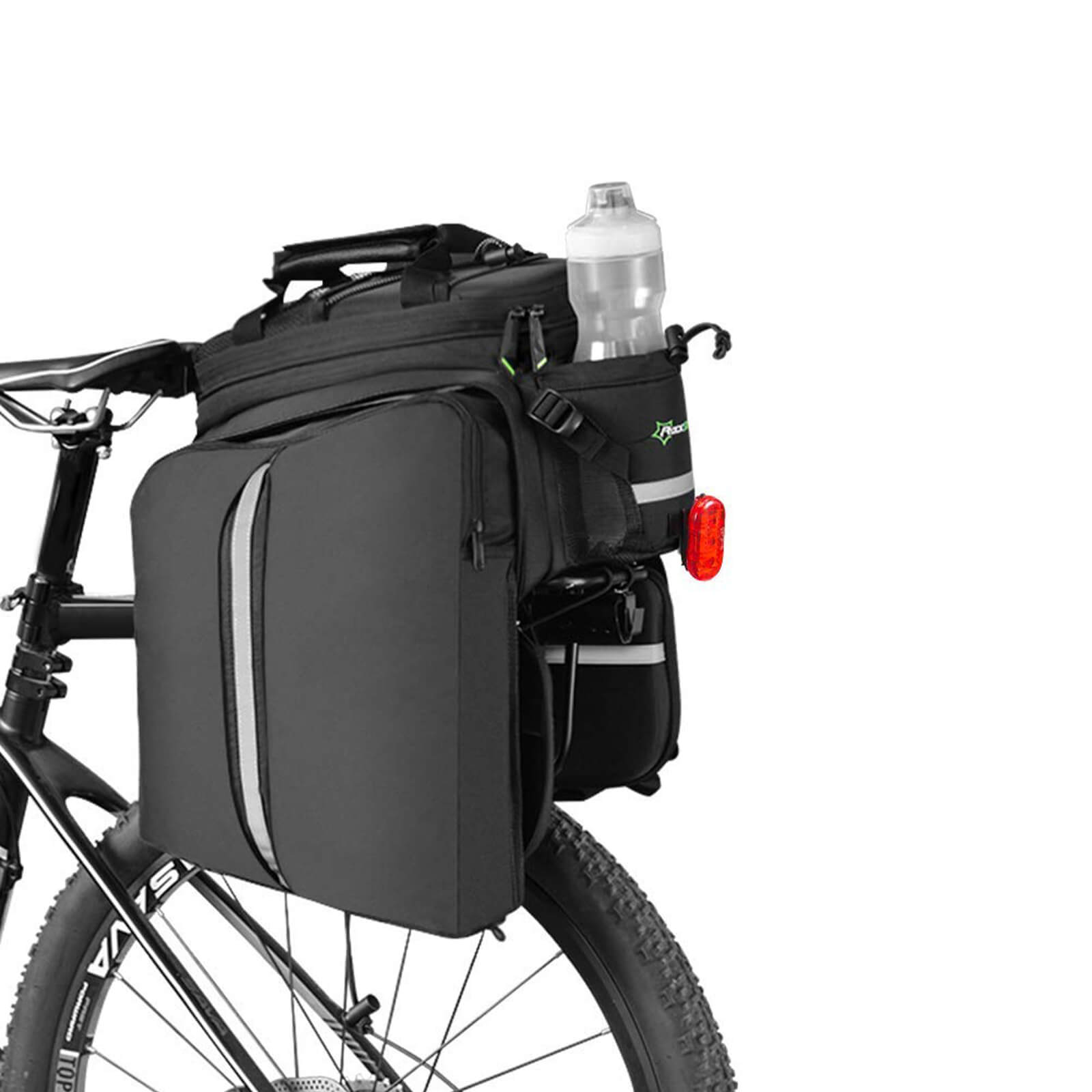 ROCKBROS Bike Rear Rack Pannier Waterproof Bag Bike Trunk Pack #Color_Black Green