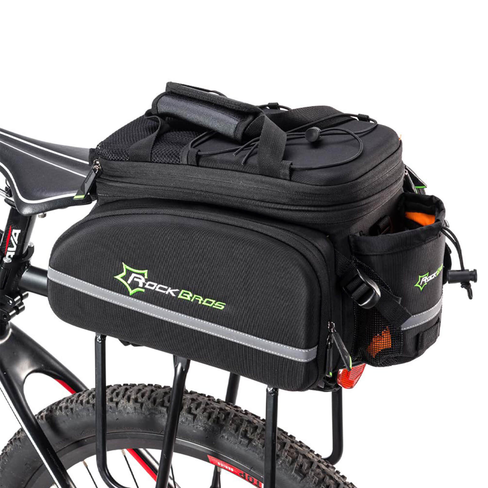 ROCKBROS Bike Rear Rack Pannier Waterproof Bag Bike Trunk Pack #Color_Black