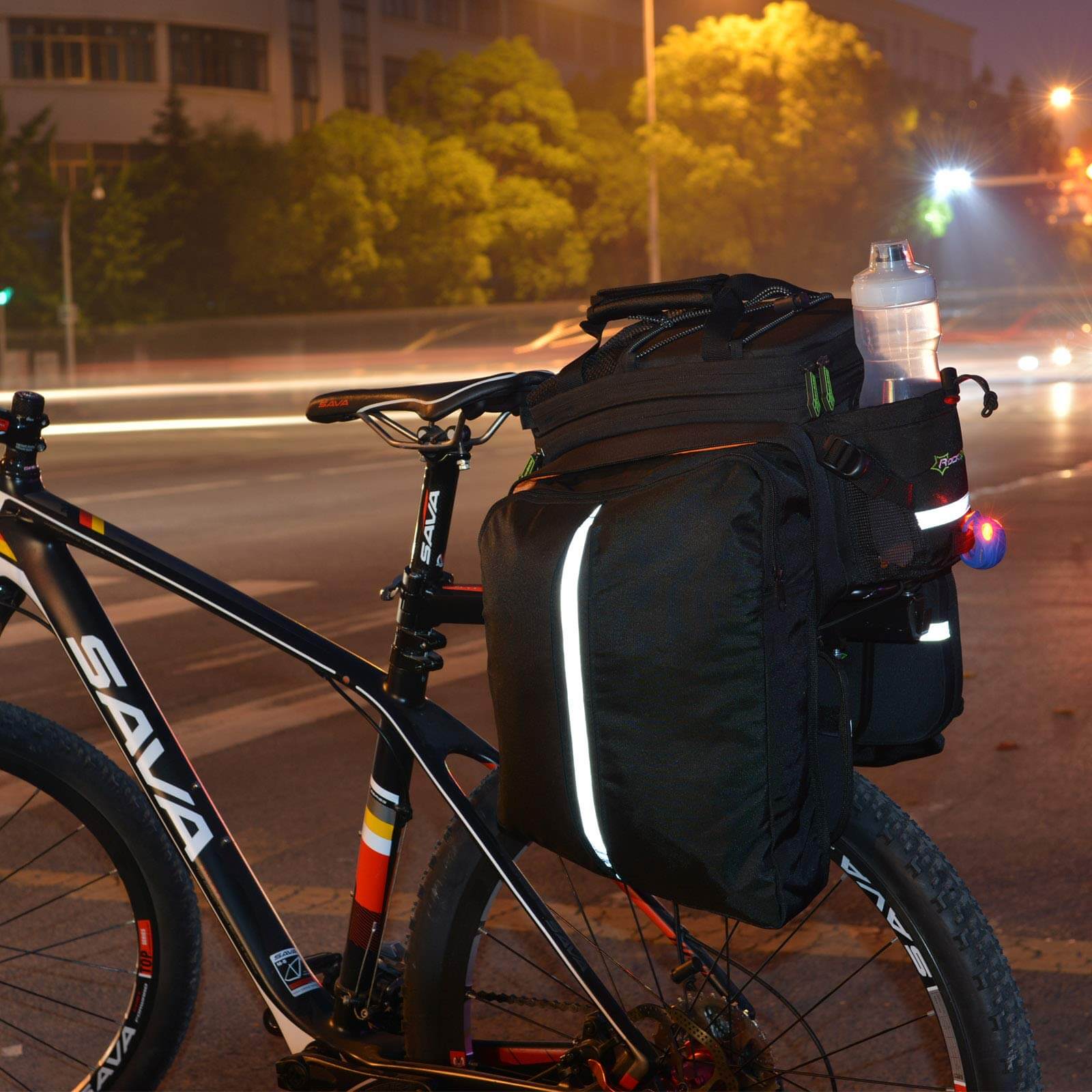 ROCKBROS Bike Rear Rack Pannier Waterproof Bag Bike Trunk Pack #Color_Black
