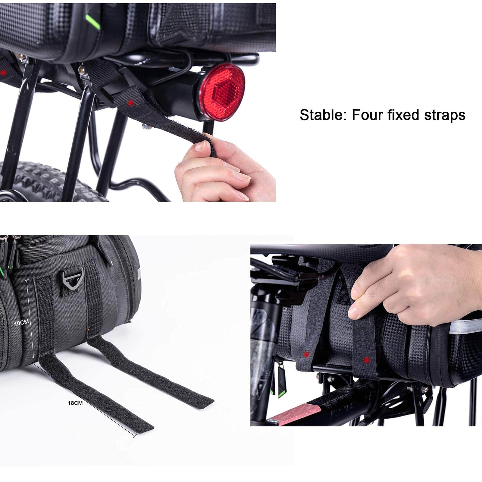 ROCKBROS Bike Rear Rack Pannier Waterproof Bag Bike Trunk Pack #Color_Black