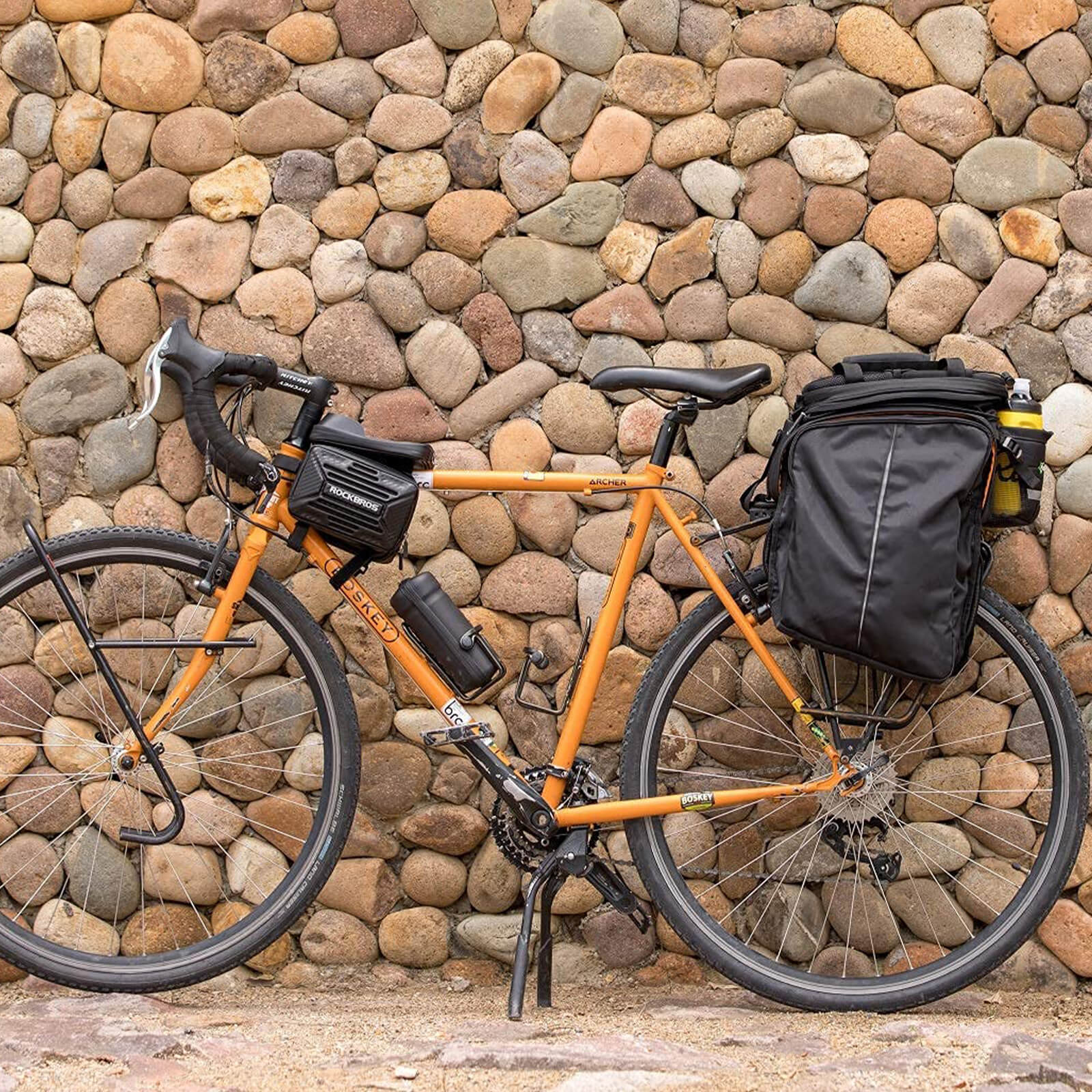 ROCKBROS Bike Rear Rack Pannier Waterproof Bag Bike Trunk Pack #Color_Black