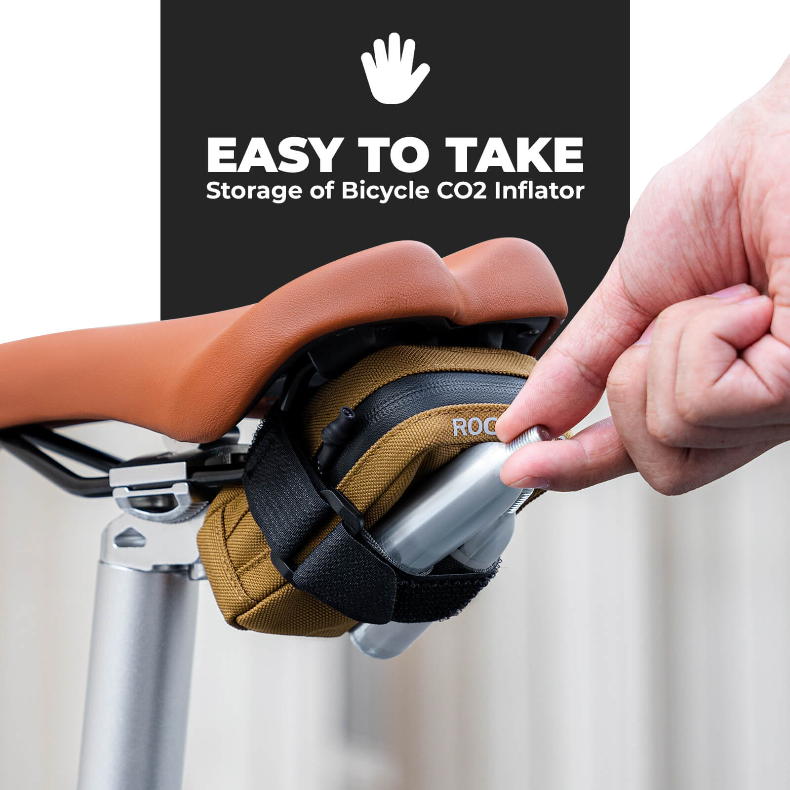 ROCKBROS portable bike saddle bag 0.35L, compact and lightweight under-seat cycling pouch.