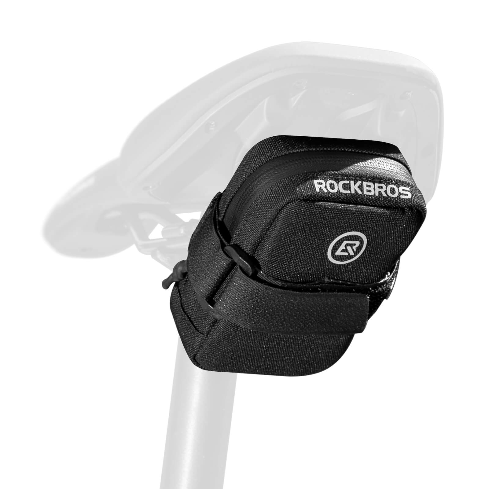 ROCKBROS portable bike saddle bag 0.35L, compact and lightweight under-seat cycling pouch. #Color_Black