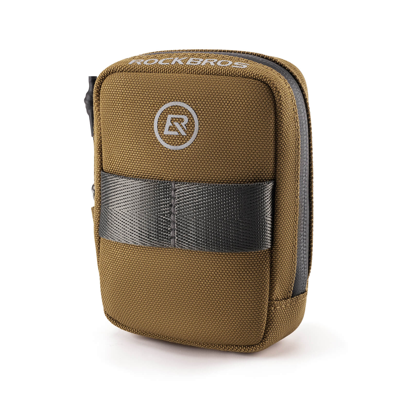 ROCKBROS portable bike saddle bag 0.35L, compact and lightweight under-seat cycling pouch. #Color_Brown