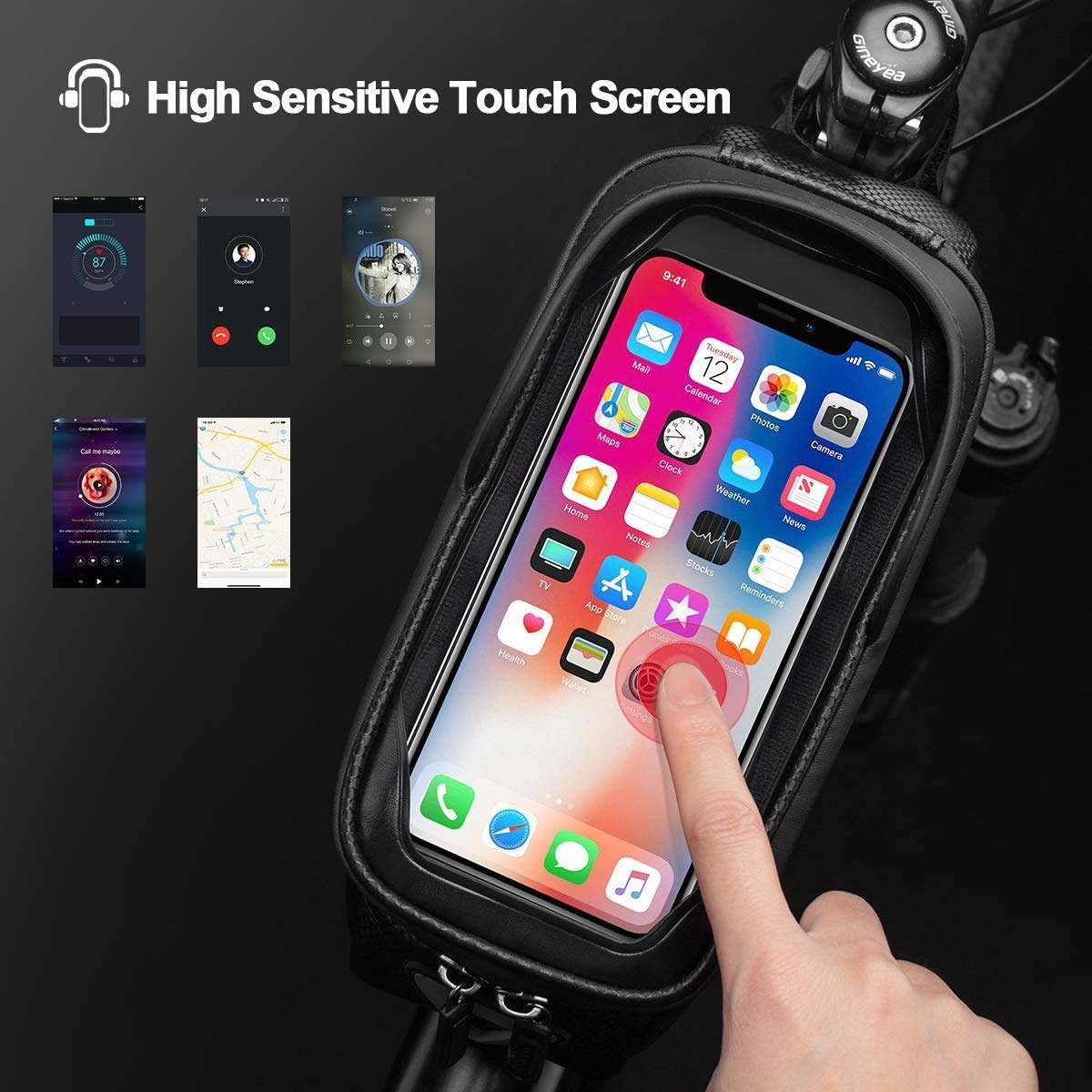 ROCKBROS Bike Top Tube Bag with Mobile Phone Holder Waterproof