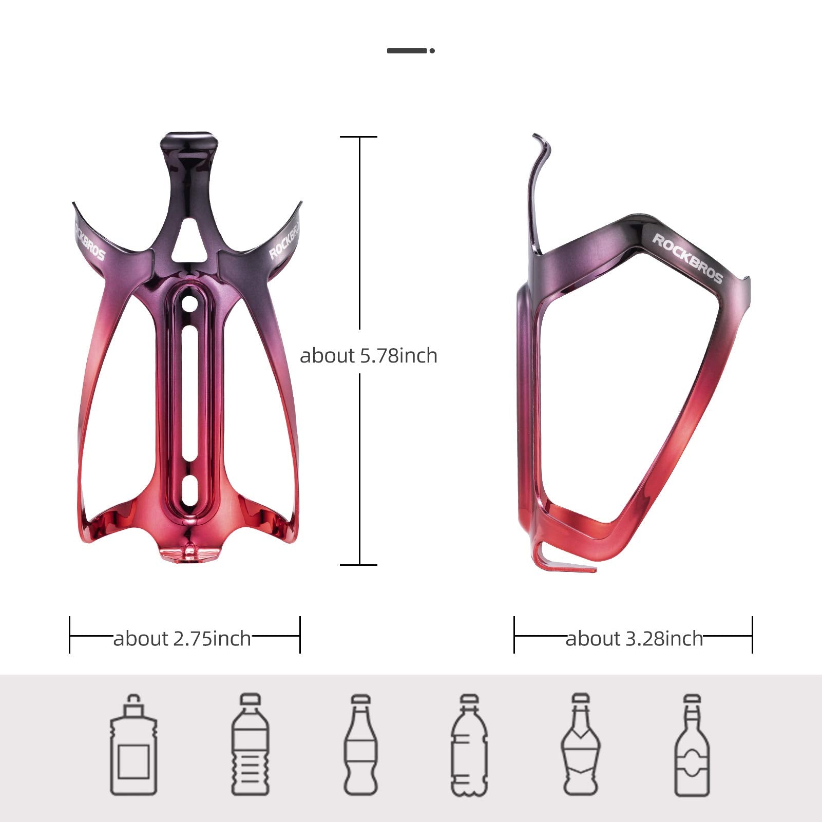 ROCKBROS Bike Water Bottle Cage Lightweight Aluminum Alloy Bottle Holder #Color_Black Red