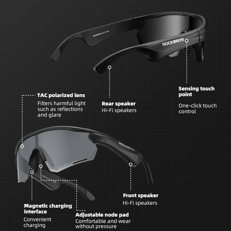 ROCKBROS Bluetooth Sunglasses TAC polarized lenses with Music Speaker