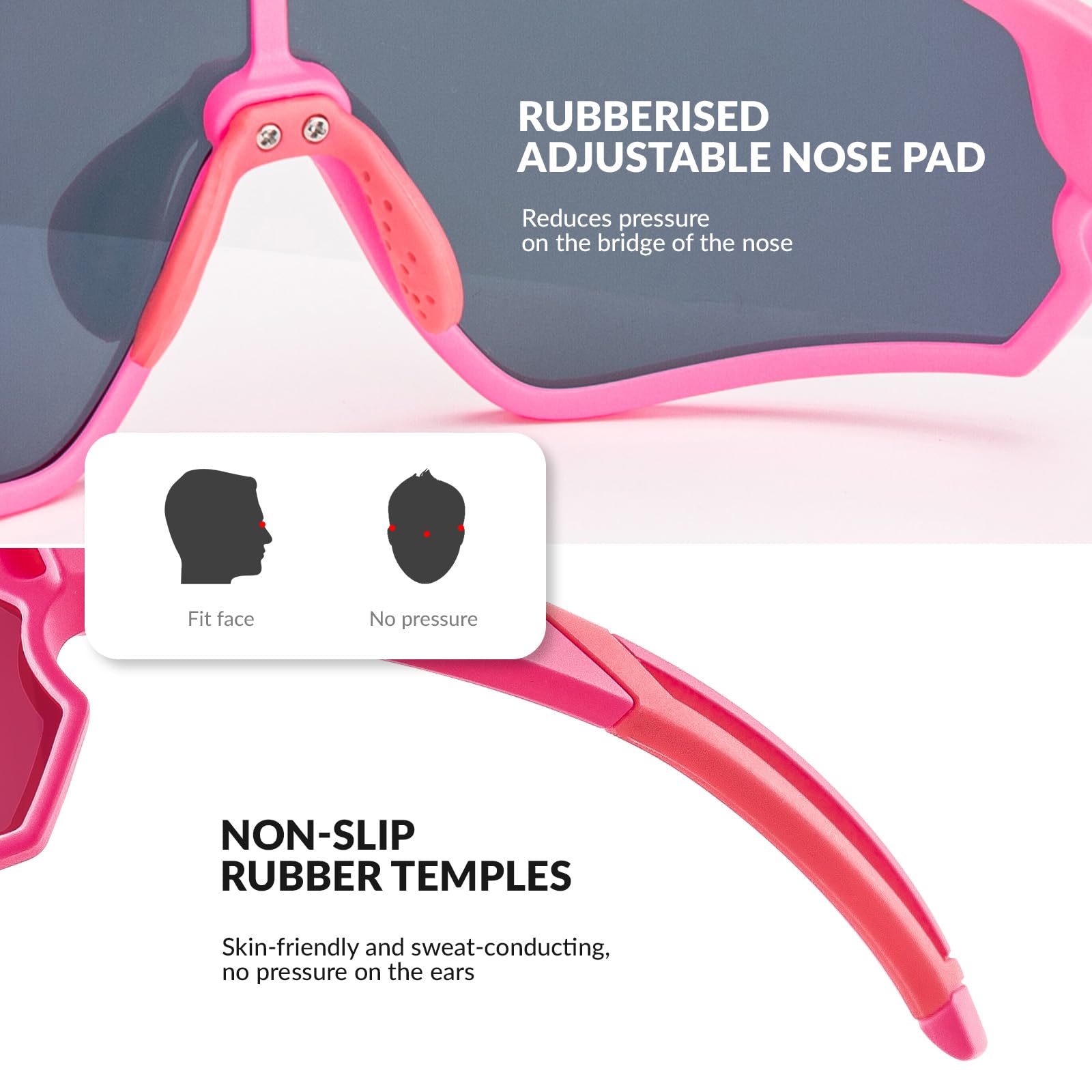 ROCKBROS Children's Cycling glasses UV400 Protection Sunglasses for Boys Girls #Color_Pink