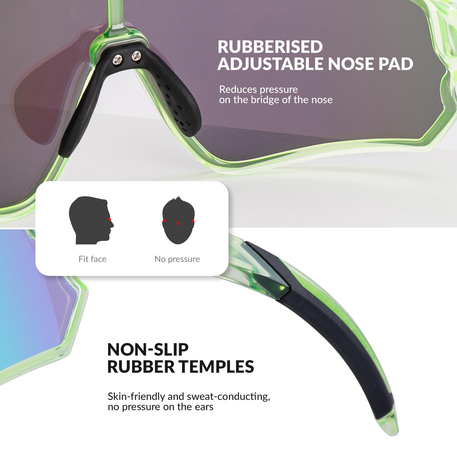 ROCKBROS Children's Cycling glasses UV400 Protection Sunglasses for Boys Girls #Color_Transparent Green