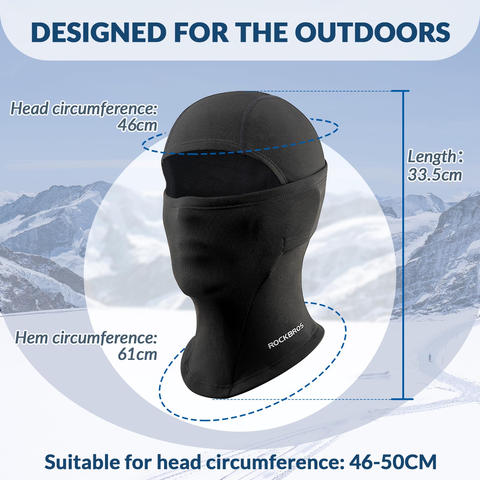 ROCKBROS Children's Thermal Windproof Breathable Balaclava for Autumn Winter #Color_Black