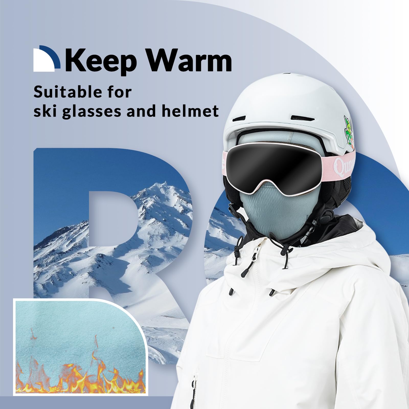 ROCKBROS Children's Thermal Windproof Breathable Balaclava for Autumn Winter #Color_Blue