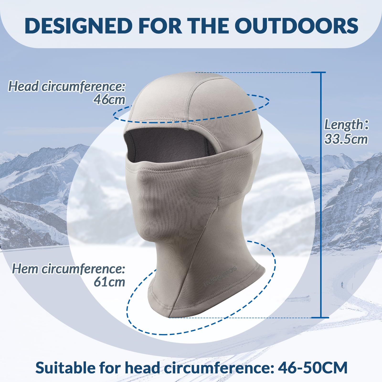 ROCKBROS Children's Thermal Windproof Breathable Balaclava for Autumn Winter #Color_Gray