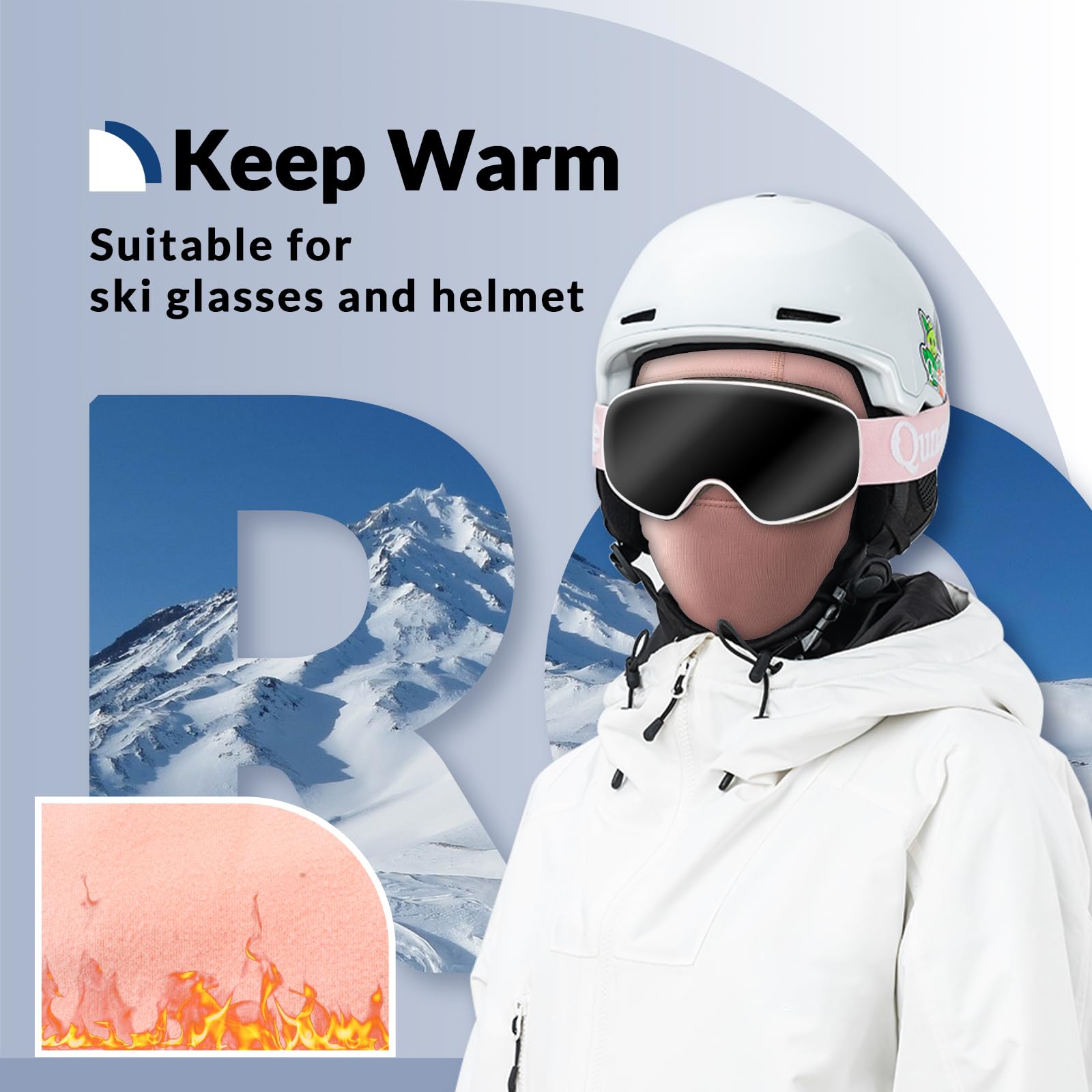 ROCKBROS Children's Thermal Windproof Breathable Balaclava for Autumn Winter #Color_Pink