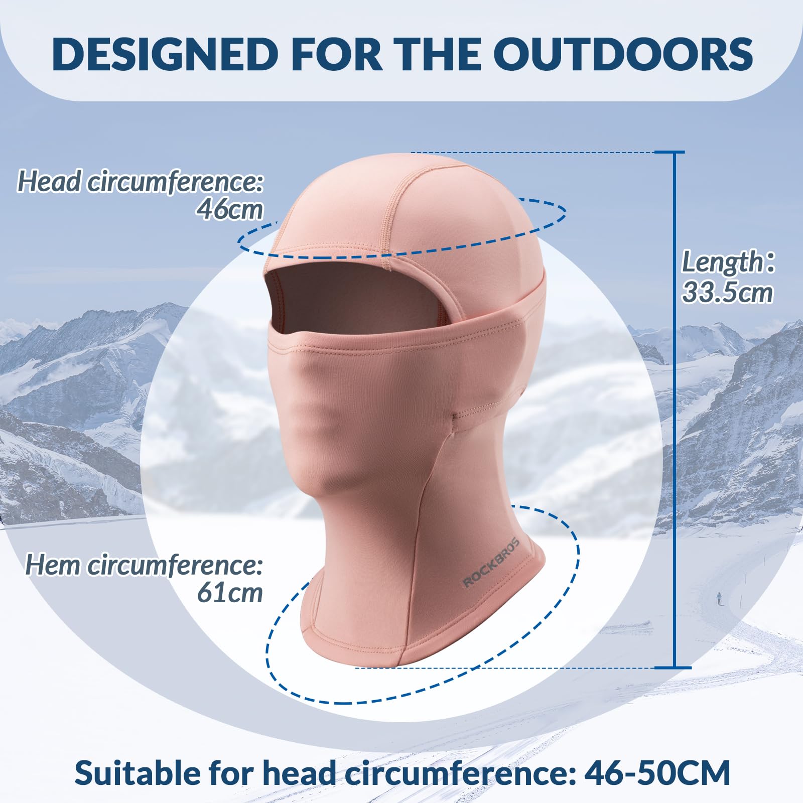 ROCKBROS Children's Thermal Windproof Breathable Balaclava for Autumn Winter #Color_Pink