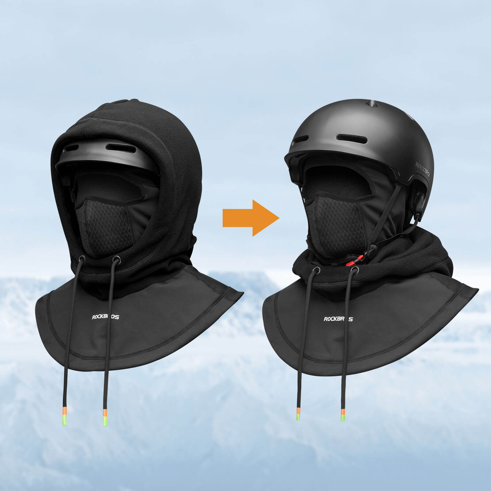 ROCKBROS Cycling Balaclava Windproof Warm Breathable for Men and Women #Style_Black02