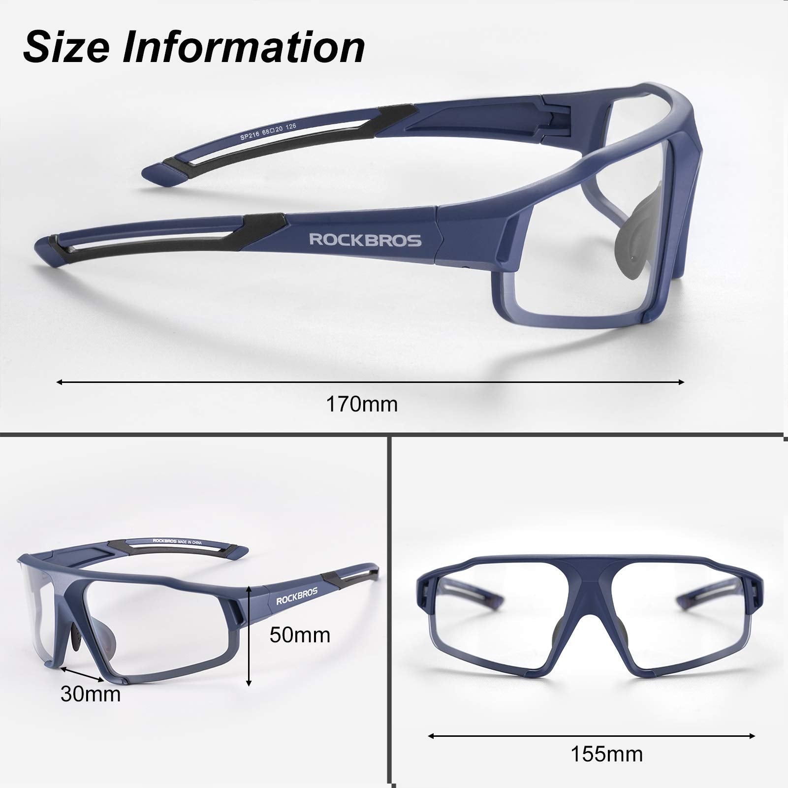 ROCKBROS Cycling Glasses UV 400 Protection Sports Photochromic Glasses #Color_Blue