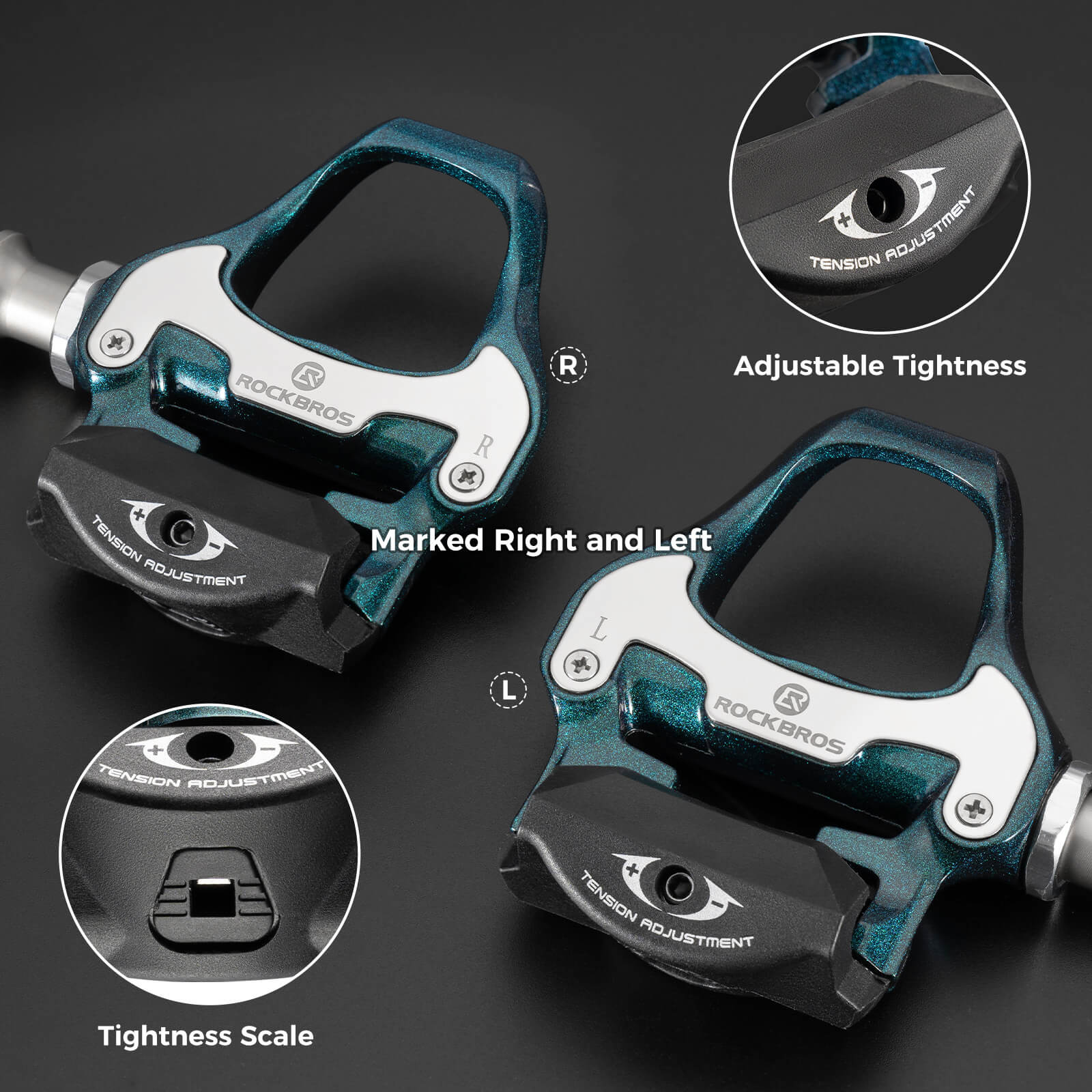 ROCKBROS Self-Locking Cycling Pedals – Shimano SPD-SL 9/16" Compatible, Pro-Grade Grip!