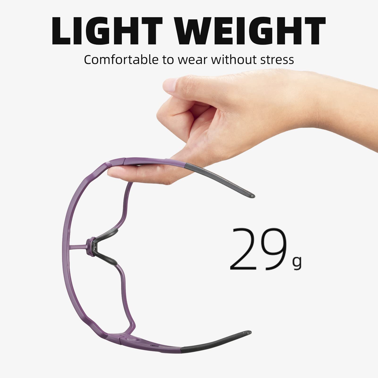 ROCKBROS Cycling Photochromic Sunglasses Light Weight Full Frame #Color_Lilac