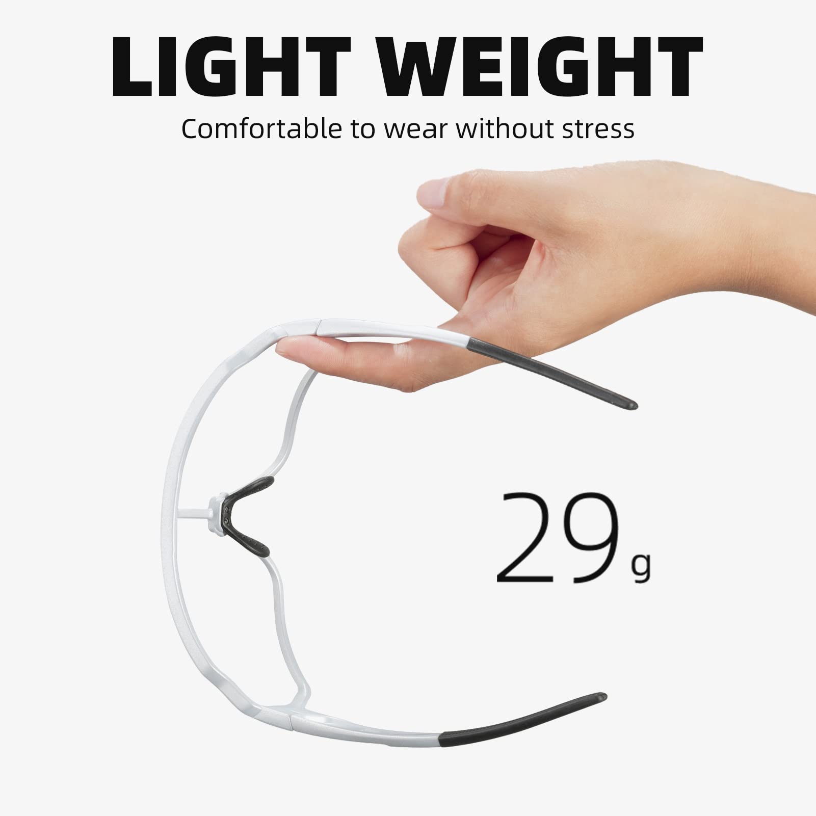 ROCKBROS Cycling Photochromic Sunglasses Light Weight Full Frame #Color_Silver