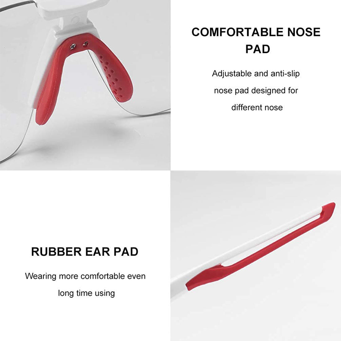 ROCKBROS Cycling Photochromic Sunglasses Rimless Transparent Goggles #Color_ White Red