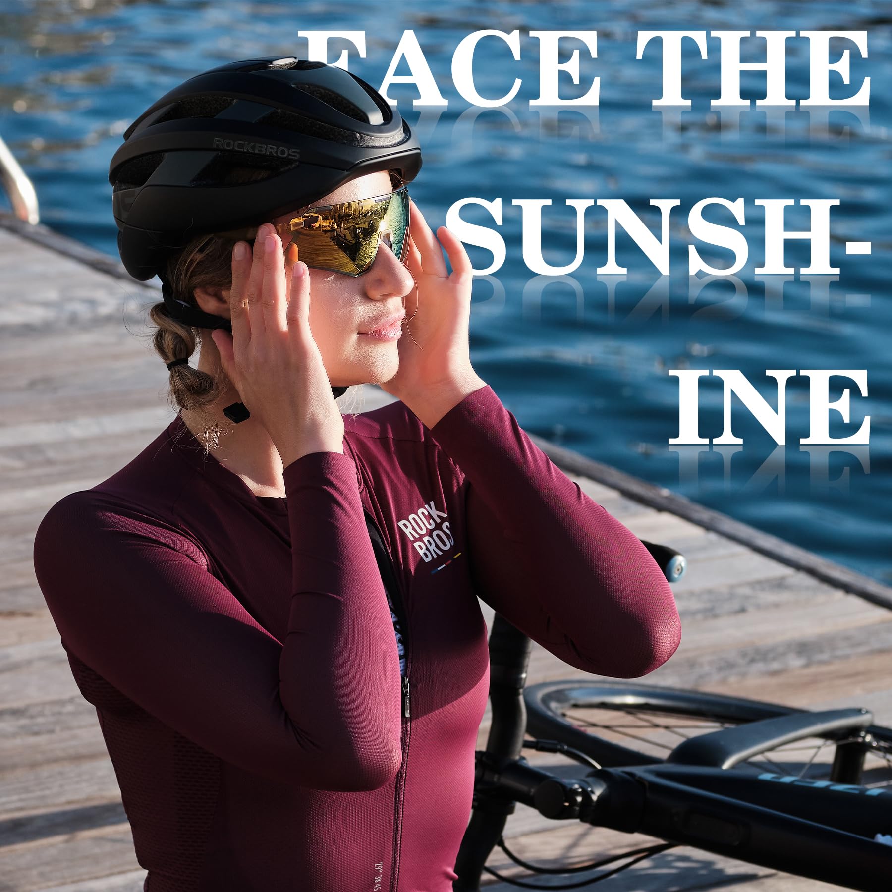 ROCKBROS SP318 frameless cycling sunglasses with UV400 protection, lightweight and aerodynamic design.