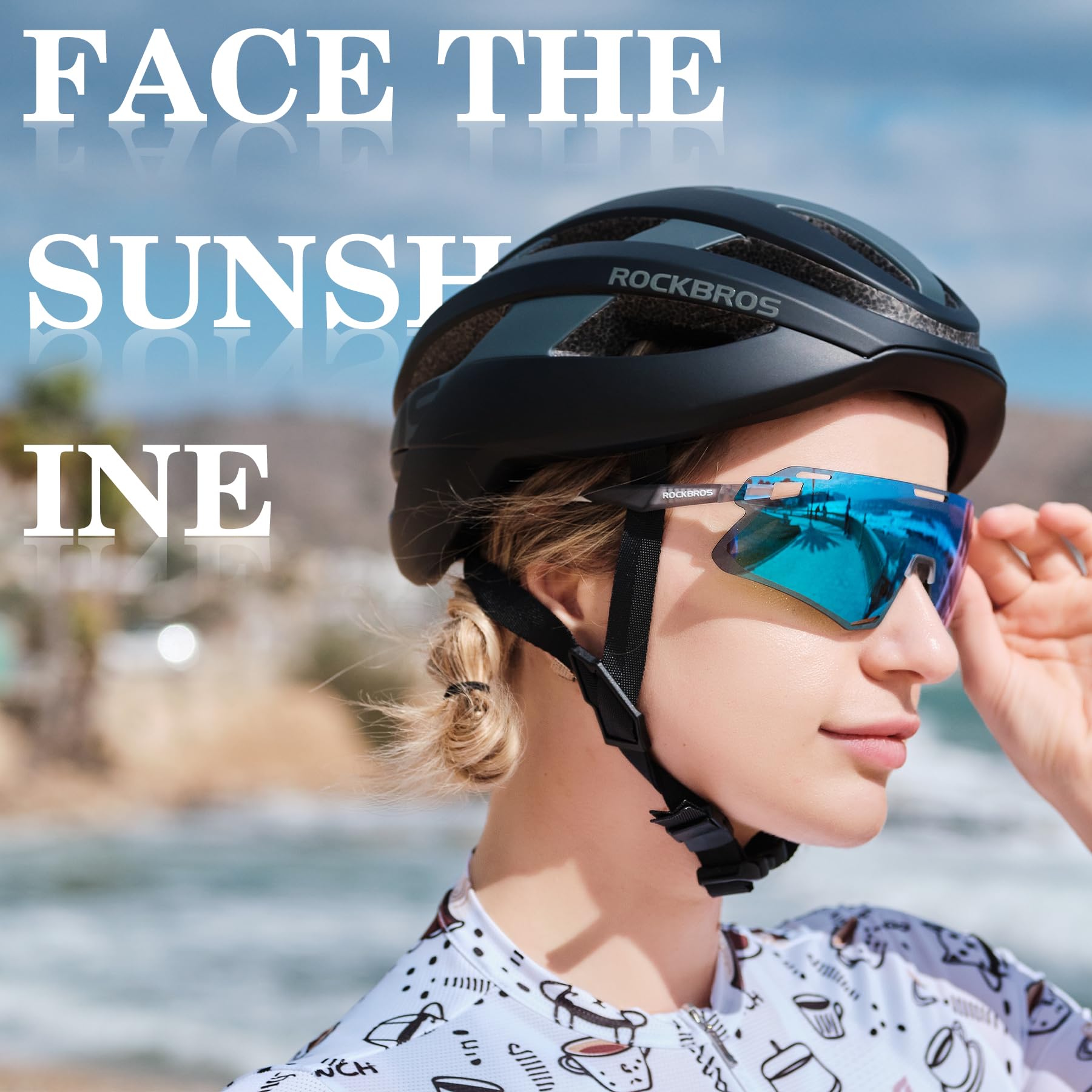 ROCKBROS SP318 frameless cycling sunglasses with UV400 protection, lightweight and aerodynamic design.