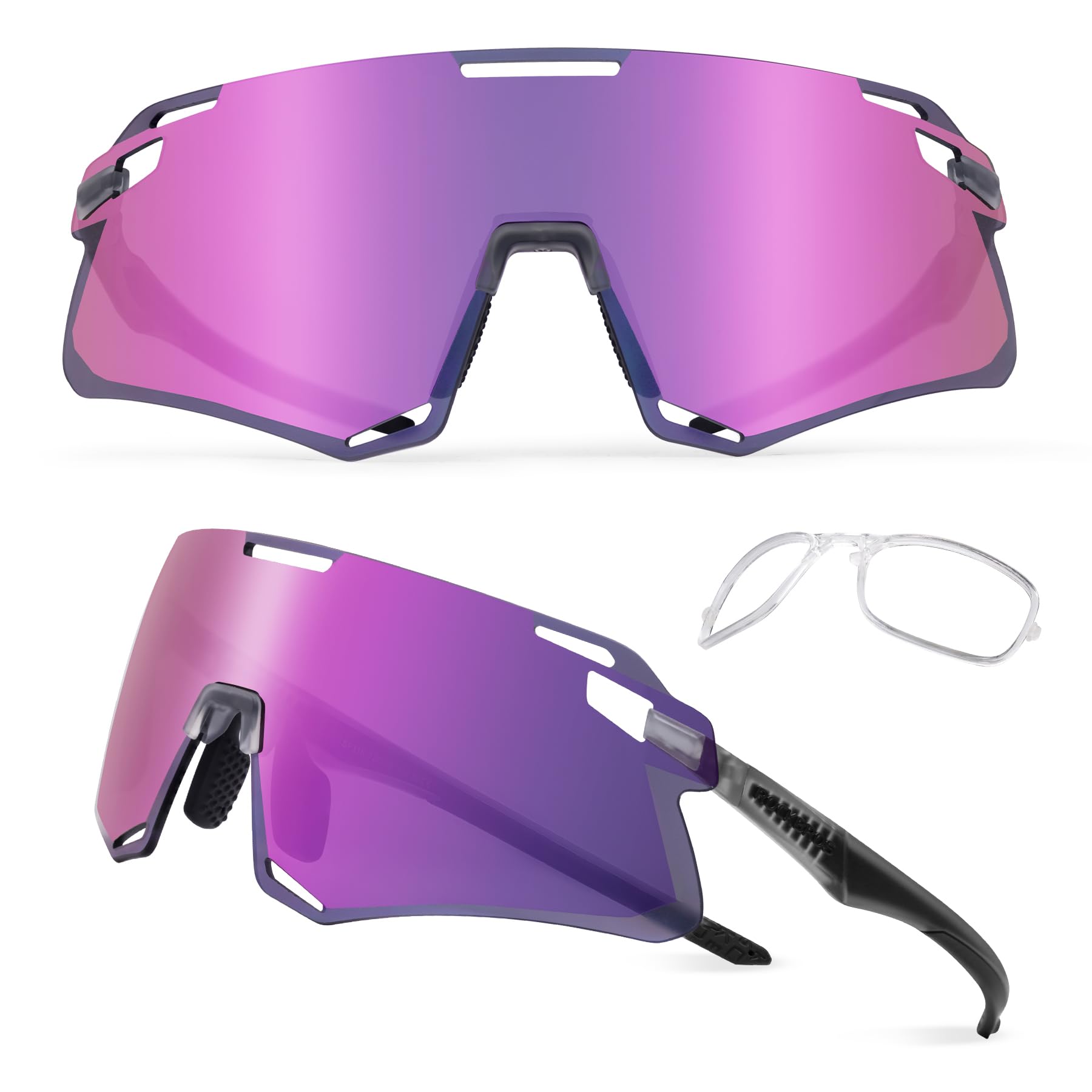 ROCKBROS SP318 frameless cycling sunglasses with UV400 protection, lightweight and aerodynamic design. #Color_Purple