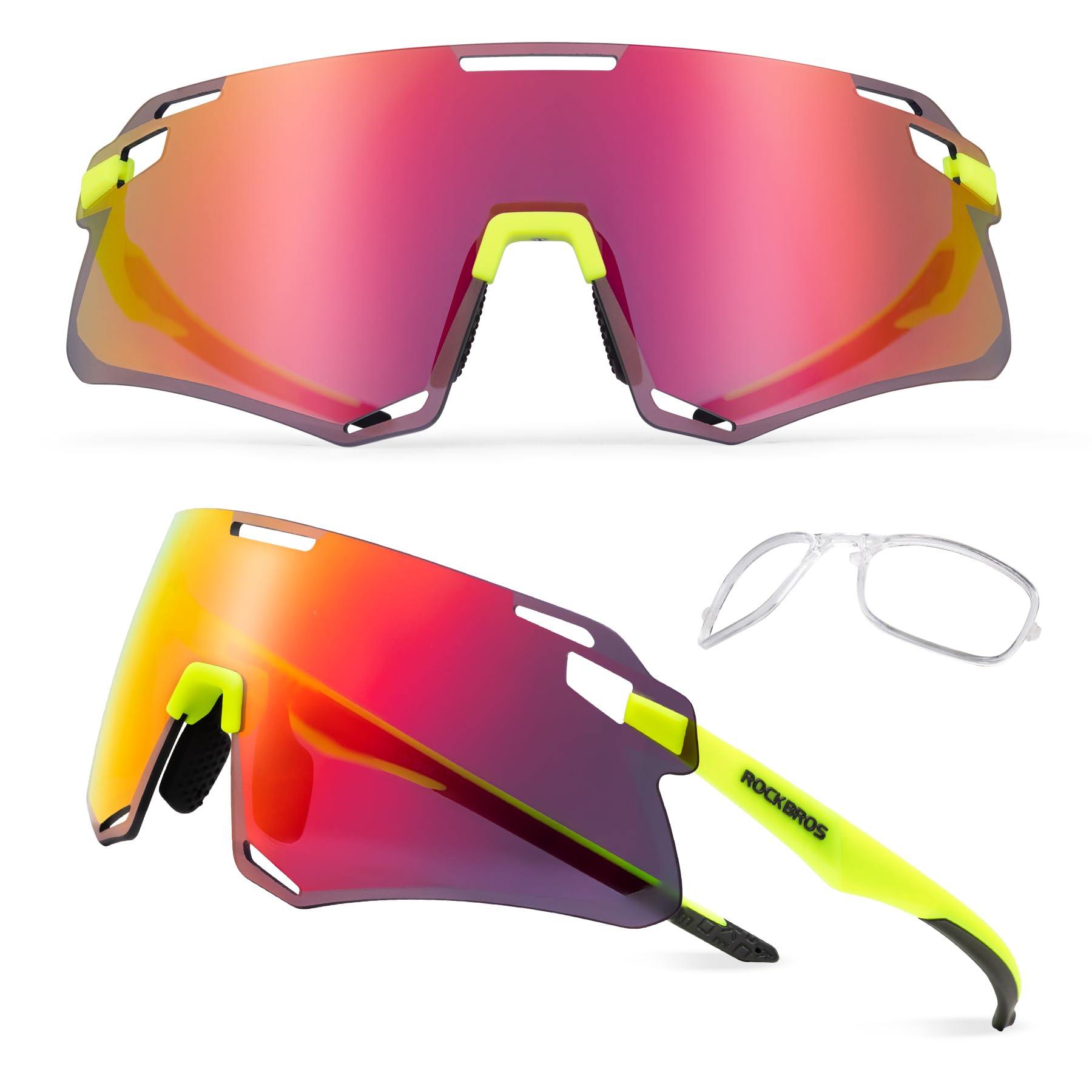 ROCKBROS SP318 frameless cycling sunglasses with UV400 protection, lightweight and aerodynamic design.#Color_Red