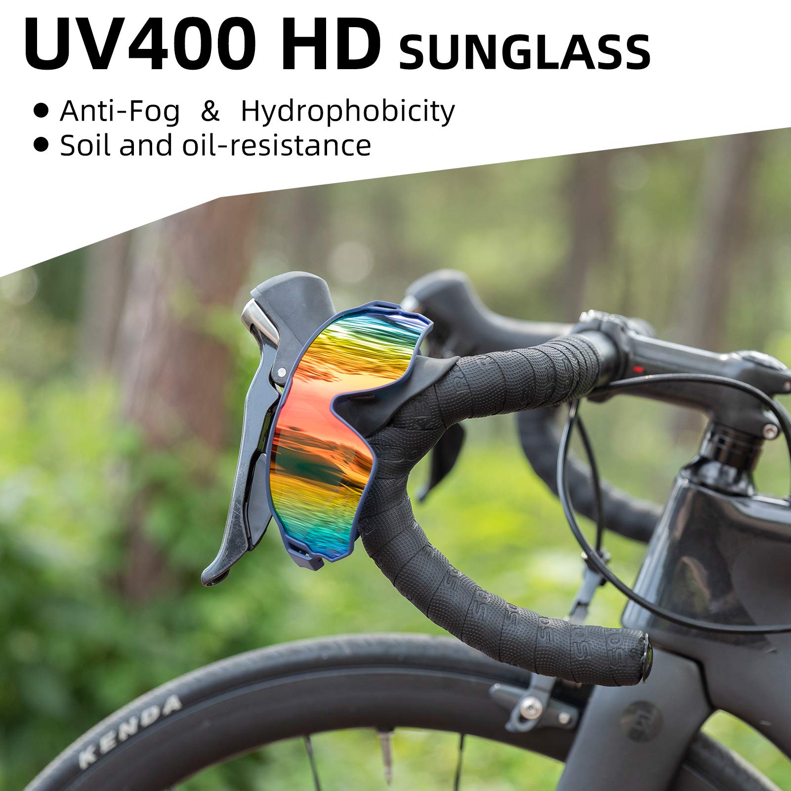 ROCKBROS Cycling Sunglasses Polarized UV Protection Full Frame Goggles #Color_Navy Blue