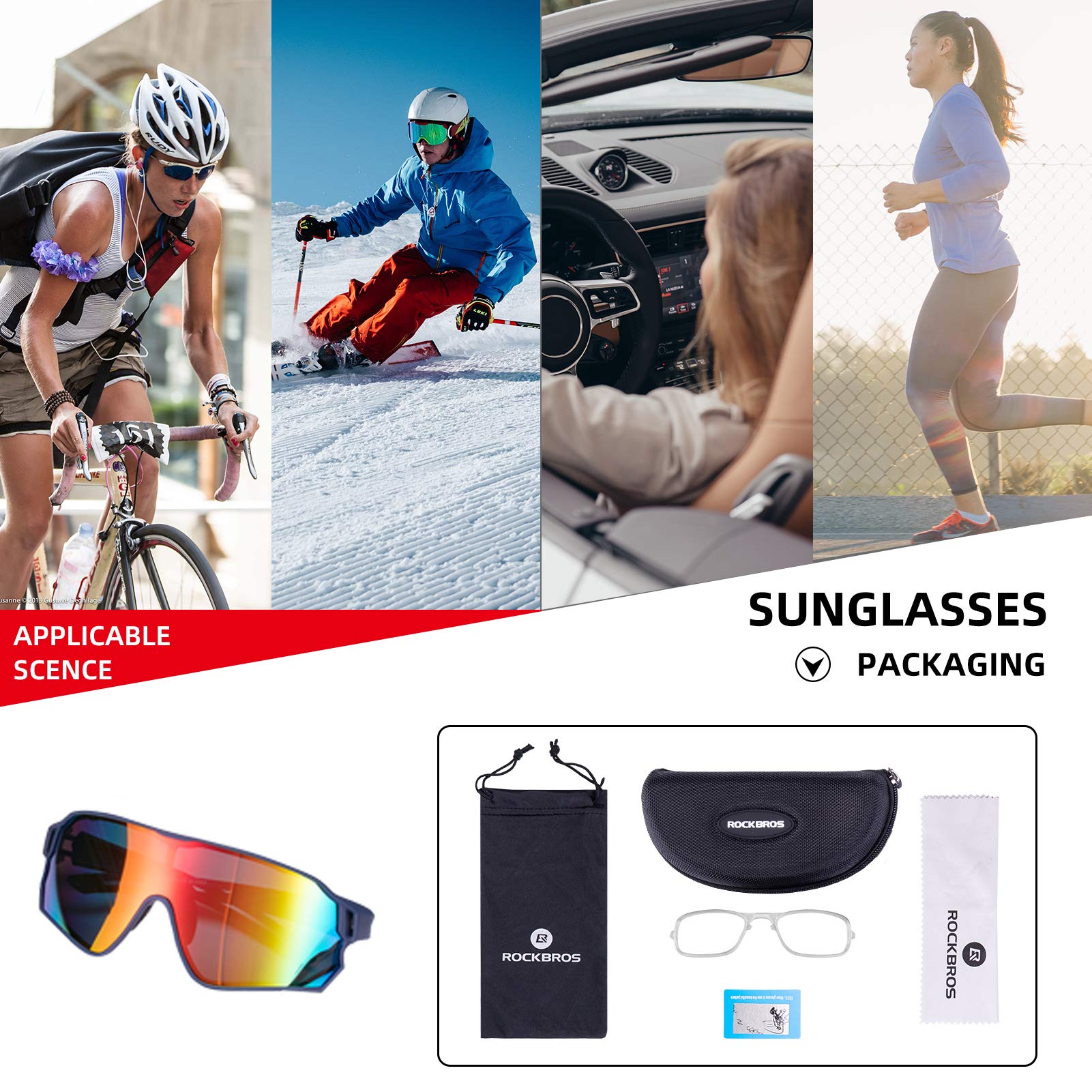 ROCKBROS Cycling Sunglasses Polarized UV Protection Full Frame Goggles #Color_Navy Blue