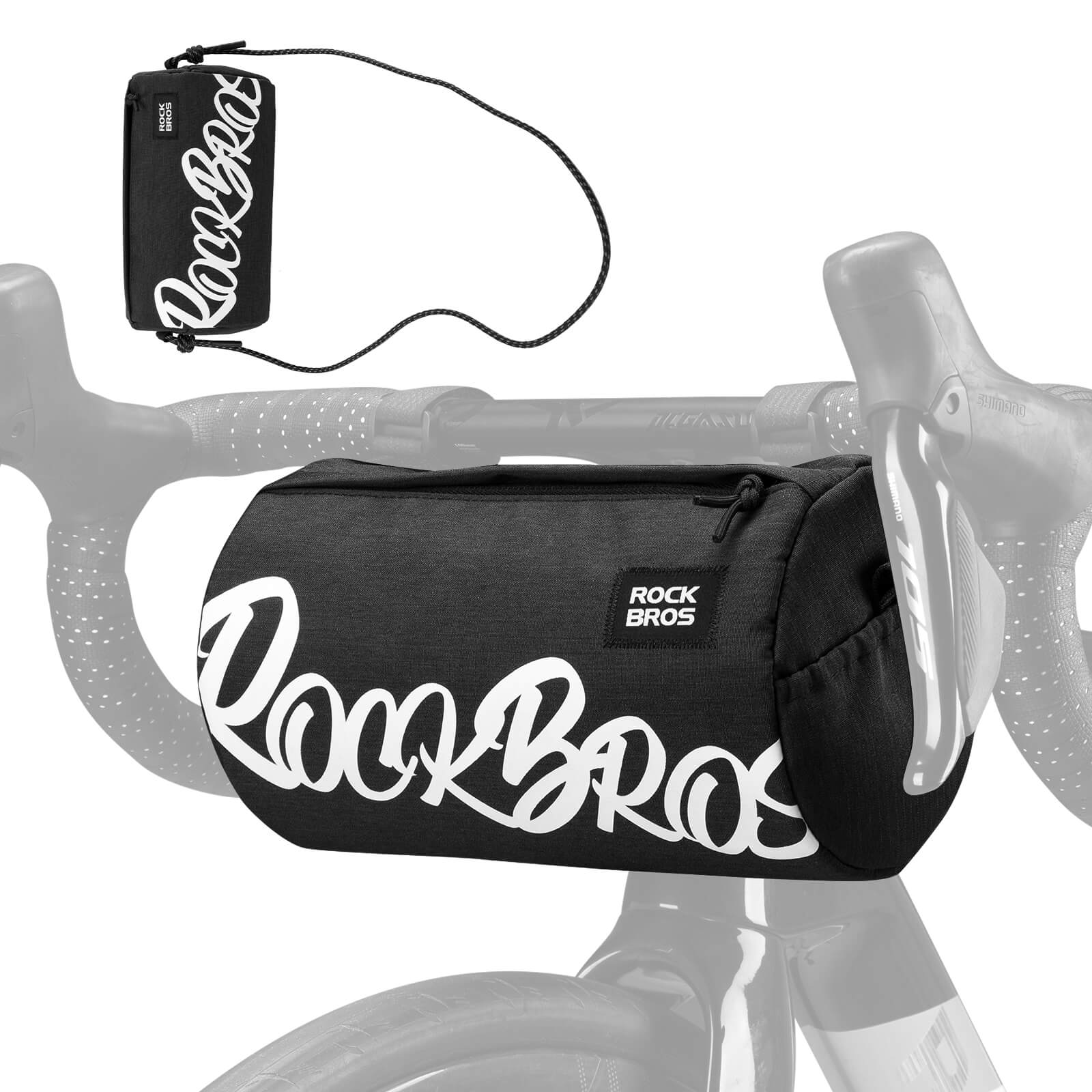ROCKBROS cylindrical bike handlebar bag, waterproof, durable, versatile storage bag for cycling adventures. #Color_Black