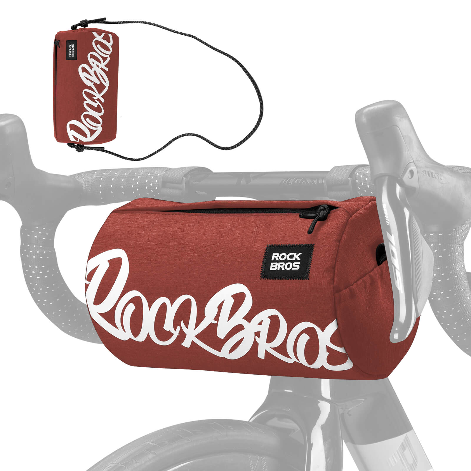 ROCKBROS cylindrical bike handlebar bag, waterproof, durable, versatile storage bag for cycling adventures. #Color_Red