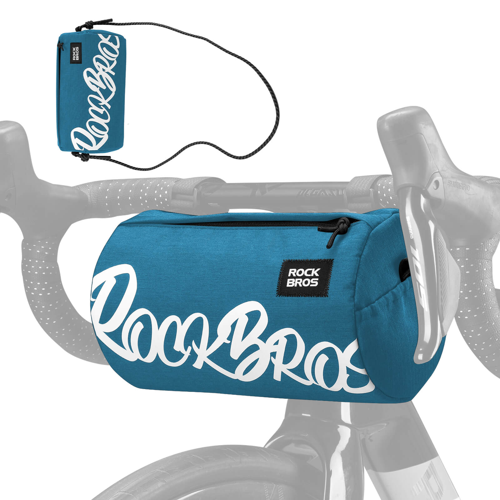 ROCKBROS cylindrical bike handlebar bag, waterproof, durable, versatile storage bag for cycling adventures. #Color_Blue