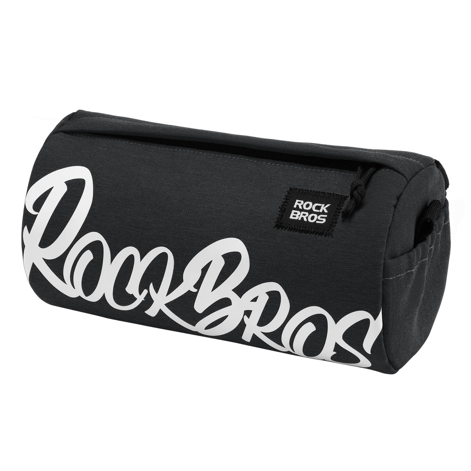 ROCKBROS cylindrical bike handlebar bag, waterproof, durable, versatile storage bag for cycling adventures. #Color_Black