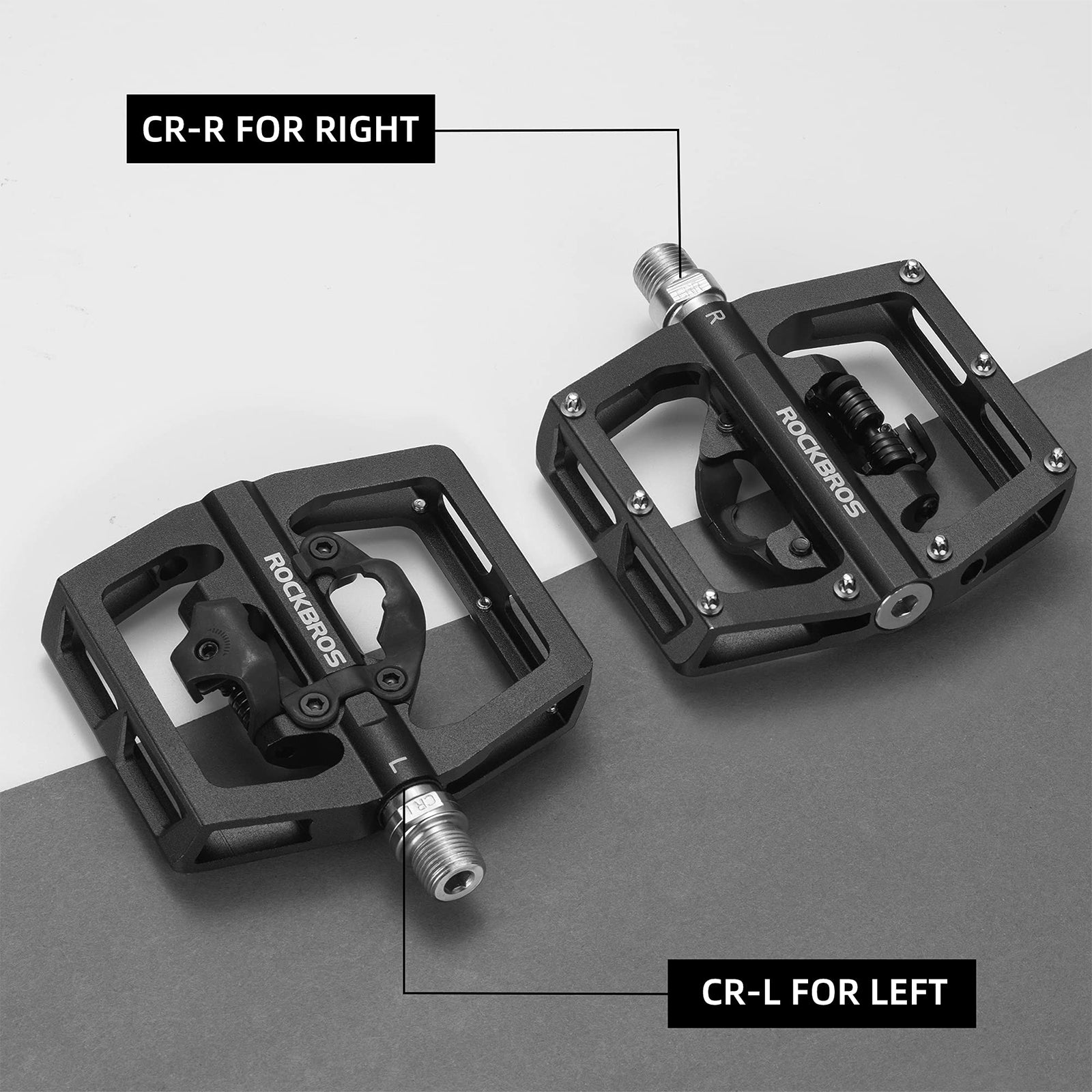 ROCKBROS Dual Functionality Bike Pedals Clipless Flat Bike Pedals (Pair) #Color_Black