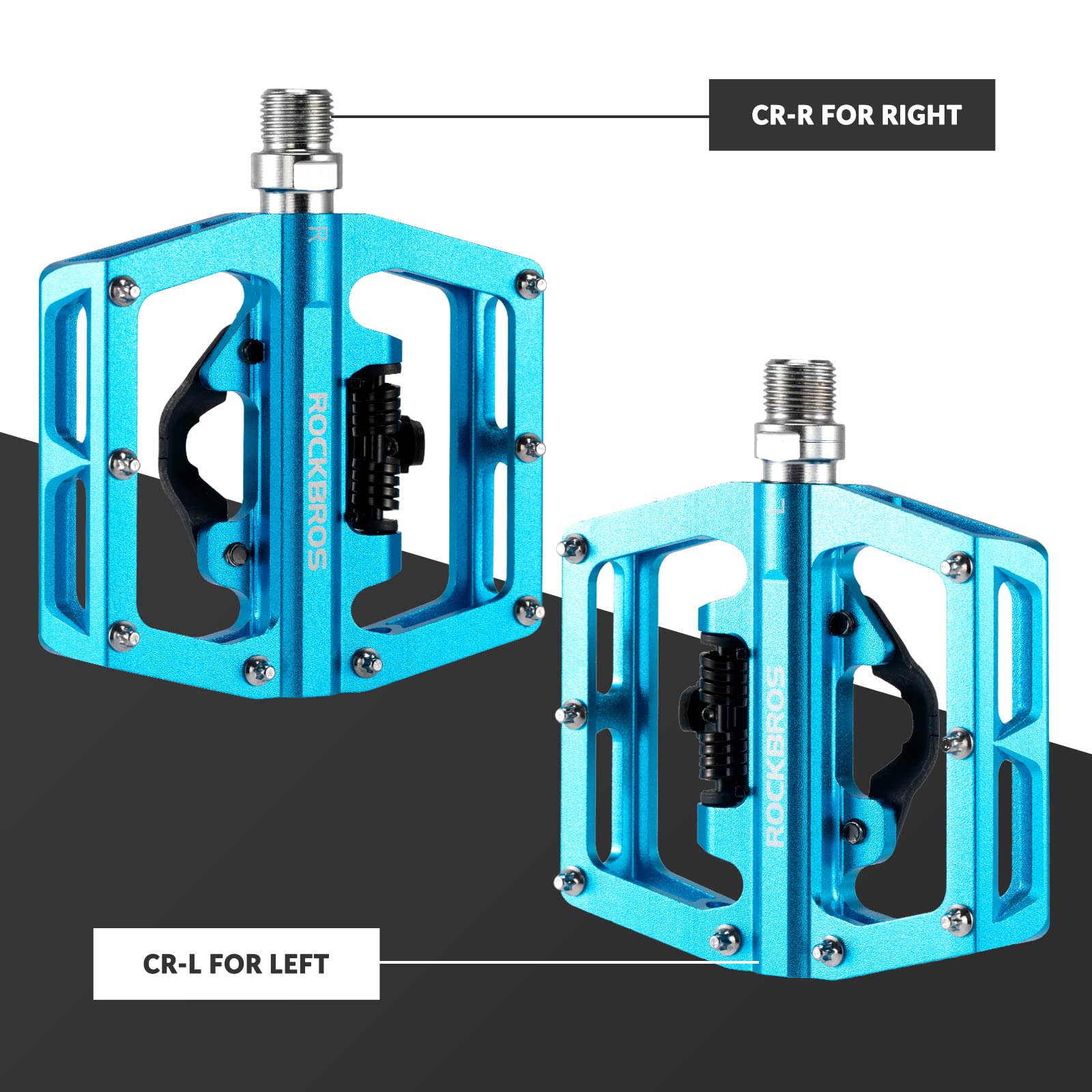 ROCKBROS Dual Functionality Bike Pedals Clipless Flat Bike Pedals (Pair) #Color_Blue