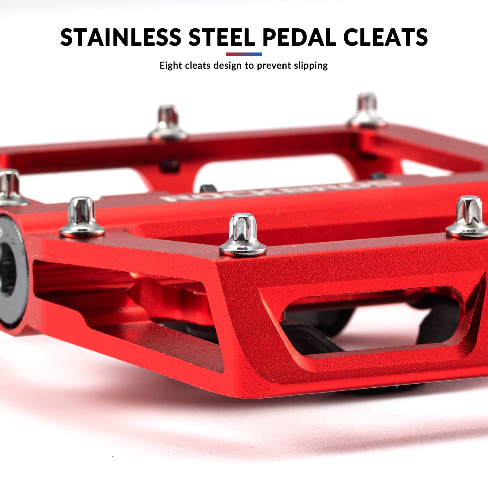 ROCKBROS Dual Functionality Bike Pedals Clipless Flat Bike Pedals (Pair) #Color_Red