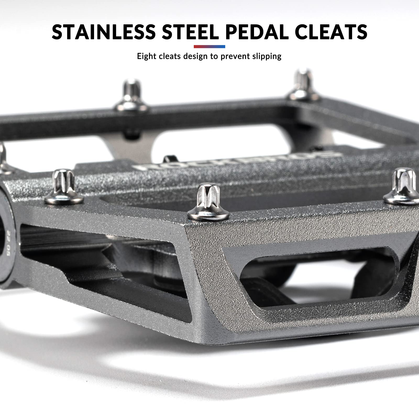 ROCKBROS Dual Functionality Bike Pedals Clipless Flat Bike Pedals (Pair) #Color_Titanium
