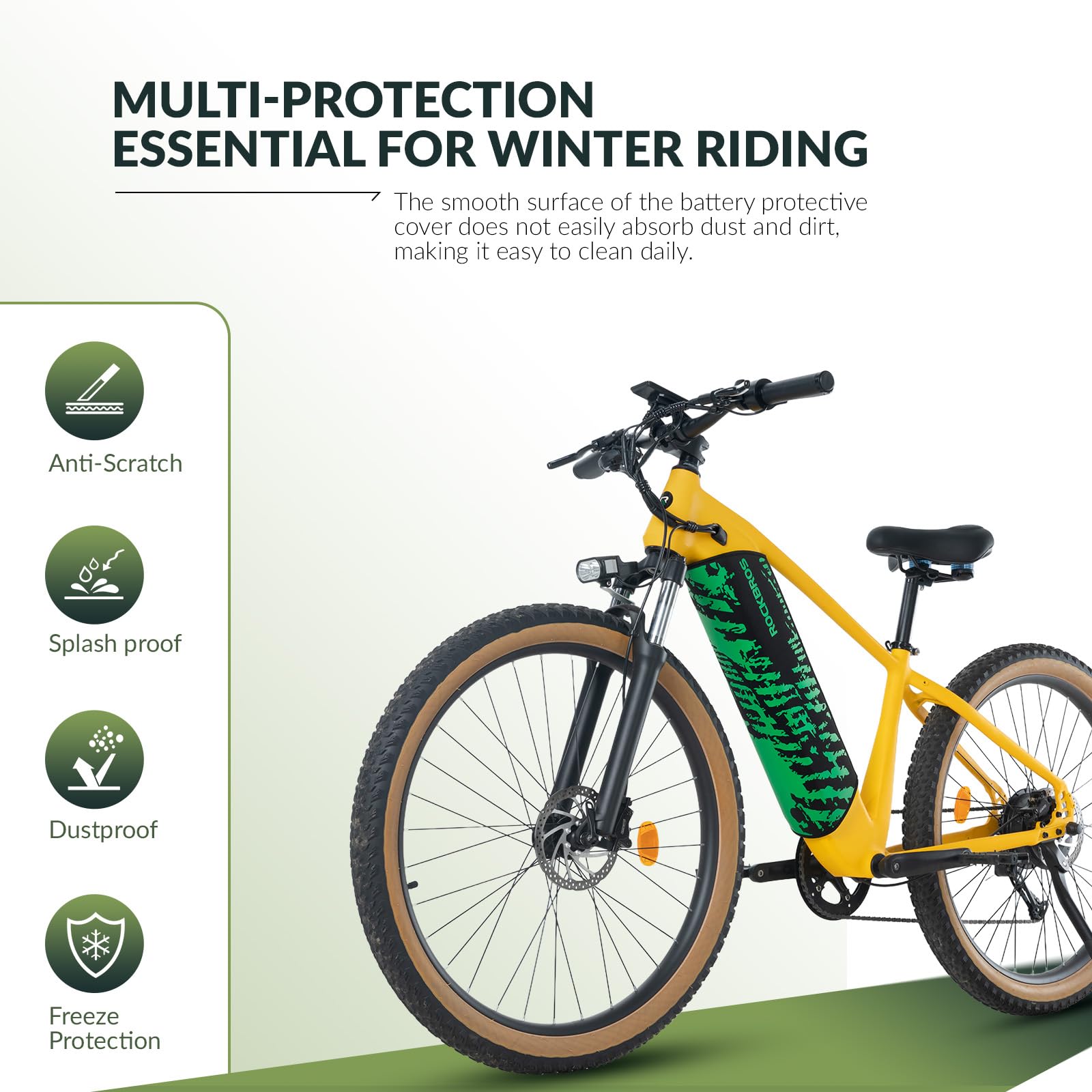 ROCKBROS Ebike Battery Protective Cover for Integrated Frame Battery 28-38 cm