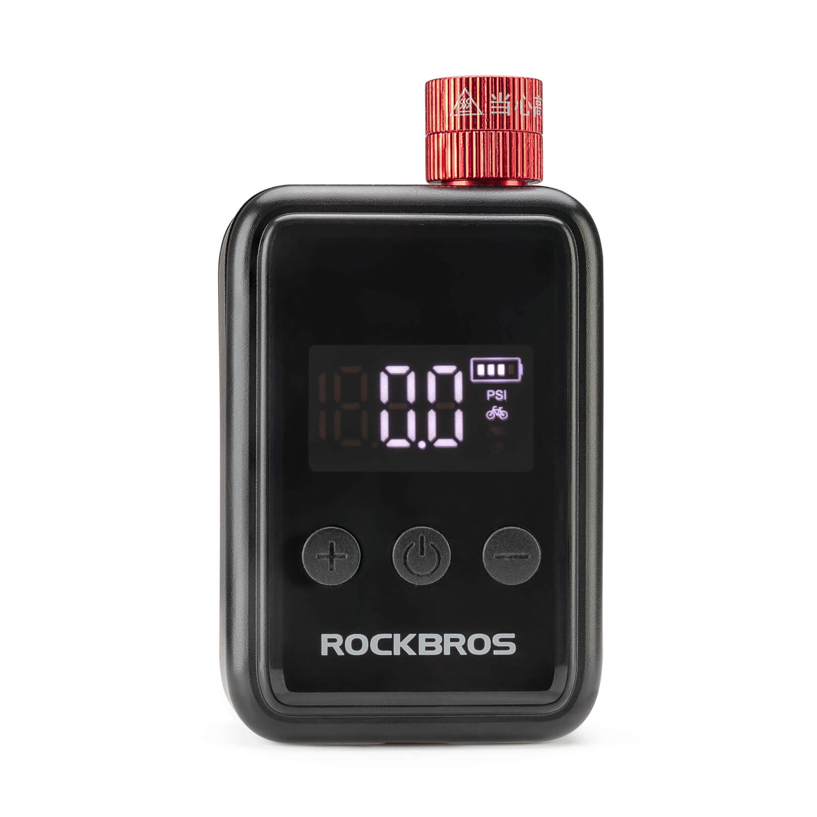 ROCKBROS electric bicycle pump, portable mini air pump with LED display, high-pressure inflation for cycling and outdoor use.