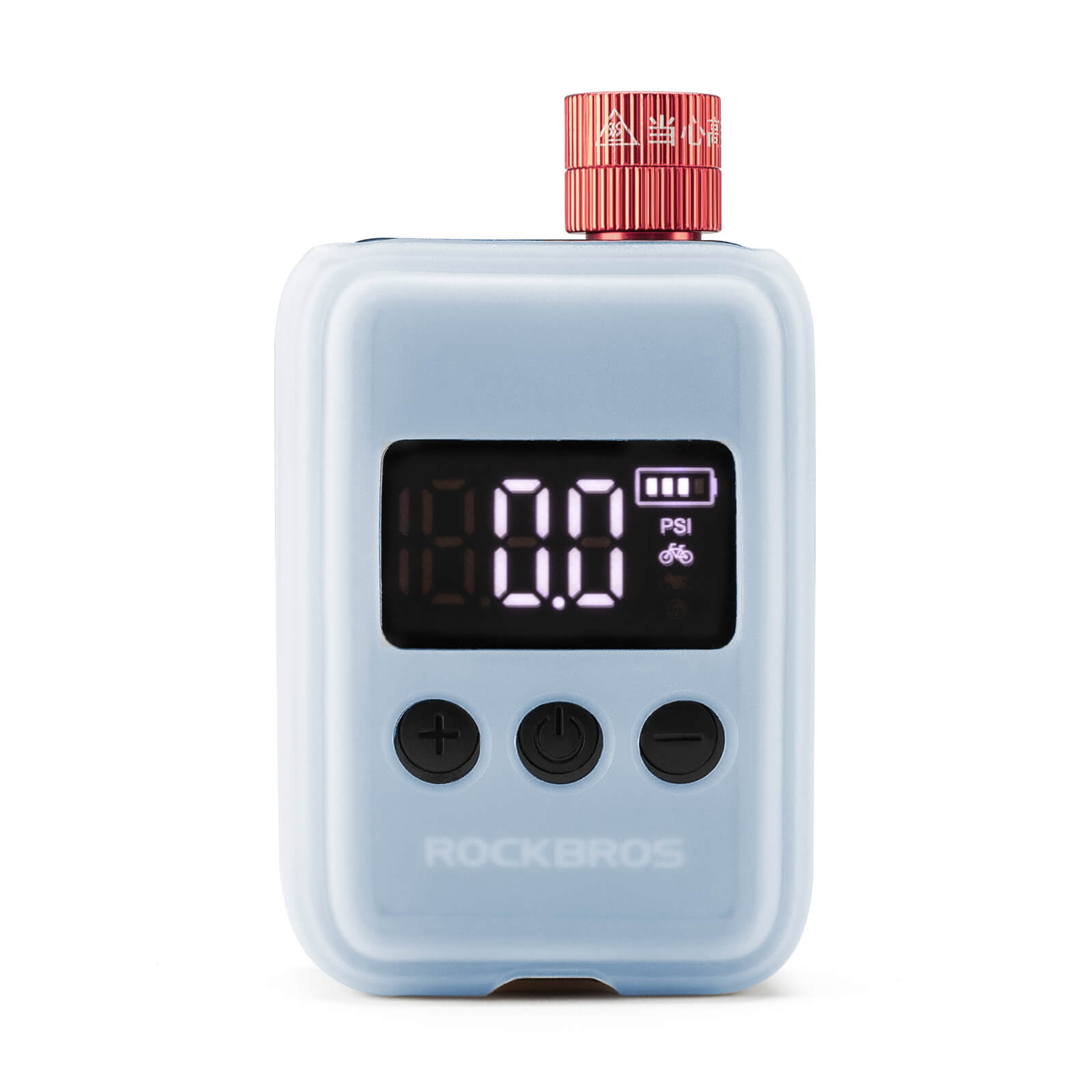 ROCKBROS electric bicycle pump, portable mini air pump with LED display, high-pressure inflation for cycling and outdoor use.