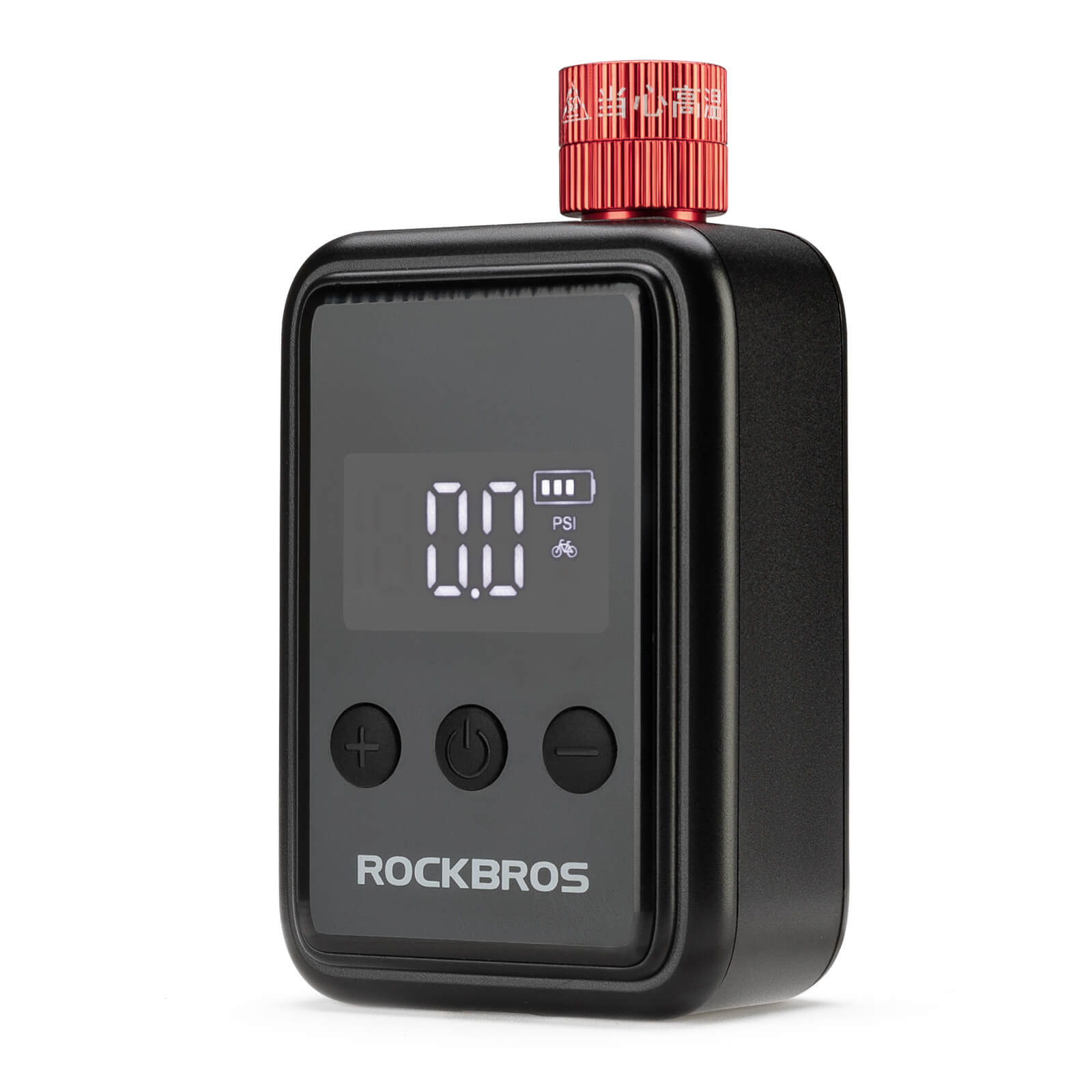 ROCKBROS electric bicycle pump, portable mini air pump with LED display, high-pressure inflation for cycling and outdoor use.
