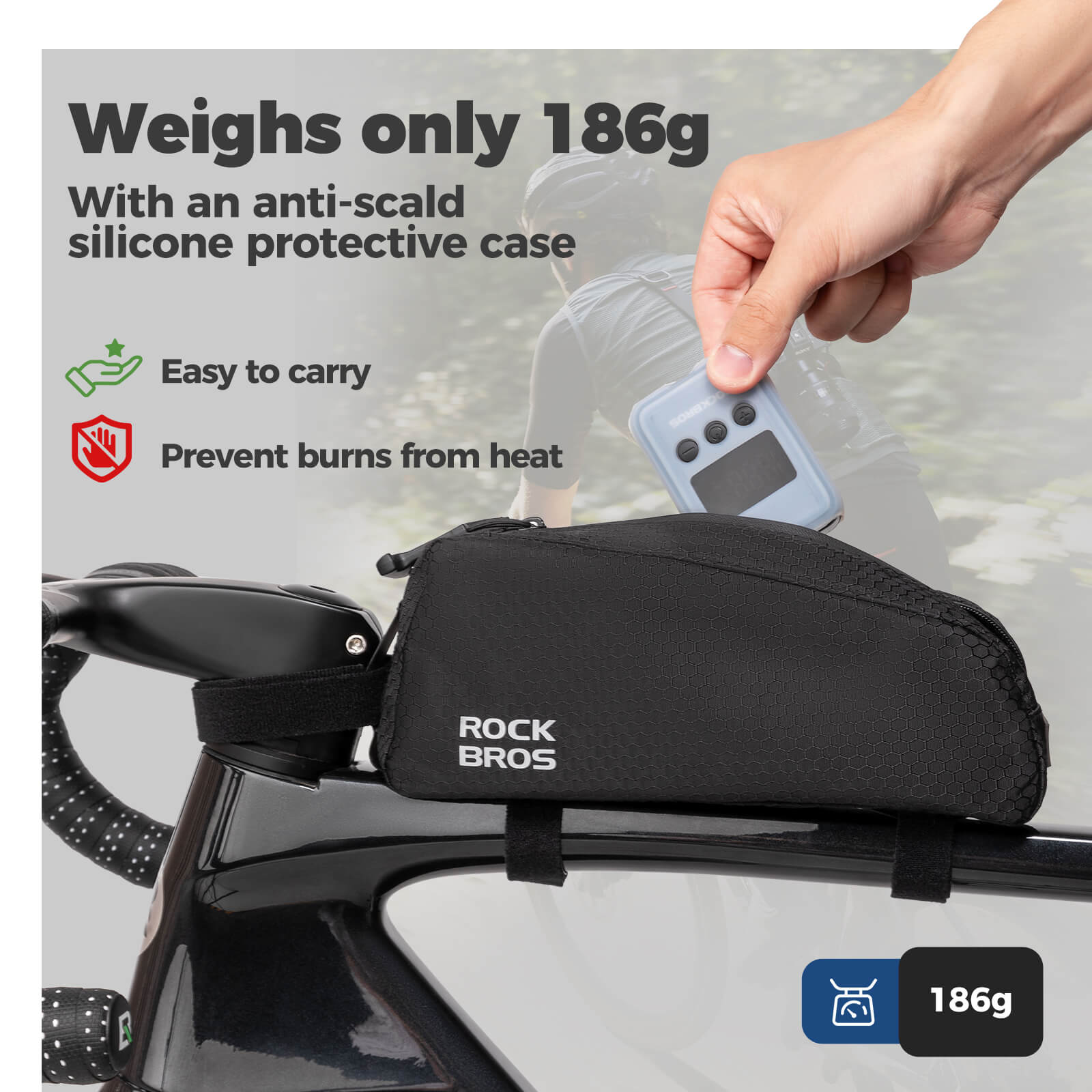 ROCKBROS electric bicycle pump, portable mini air pump with LED display, high-pressure inflation for cycling and outdoor use.