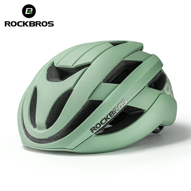 ROCKBROS LK-12 Flowing Light cycling bike helmet with LED lights, aerodynamic design and adjustable fit. #Color_Green (matte)